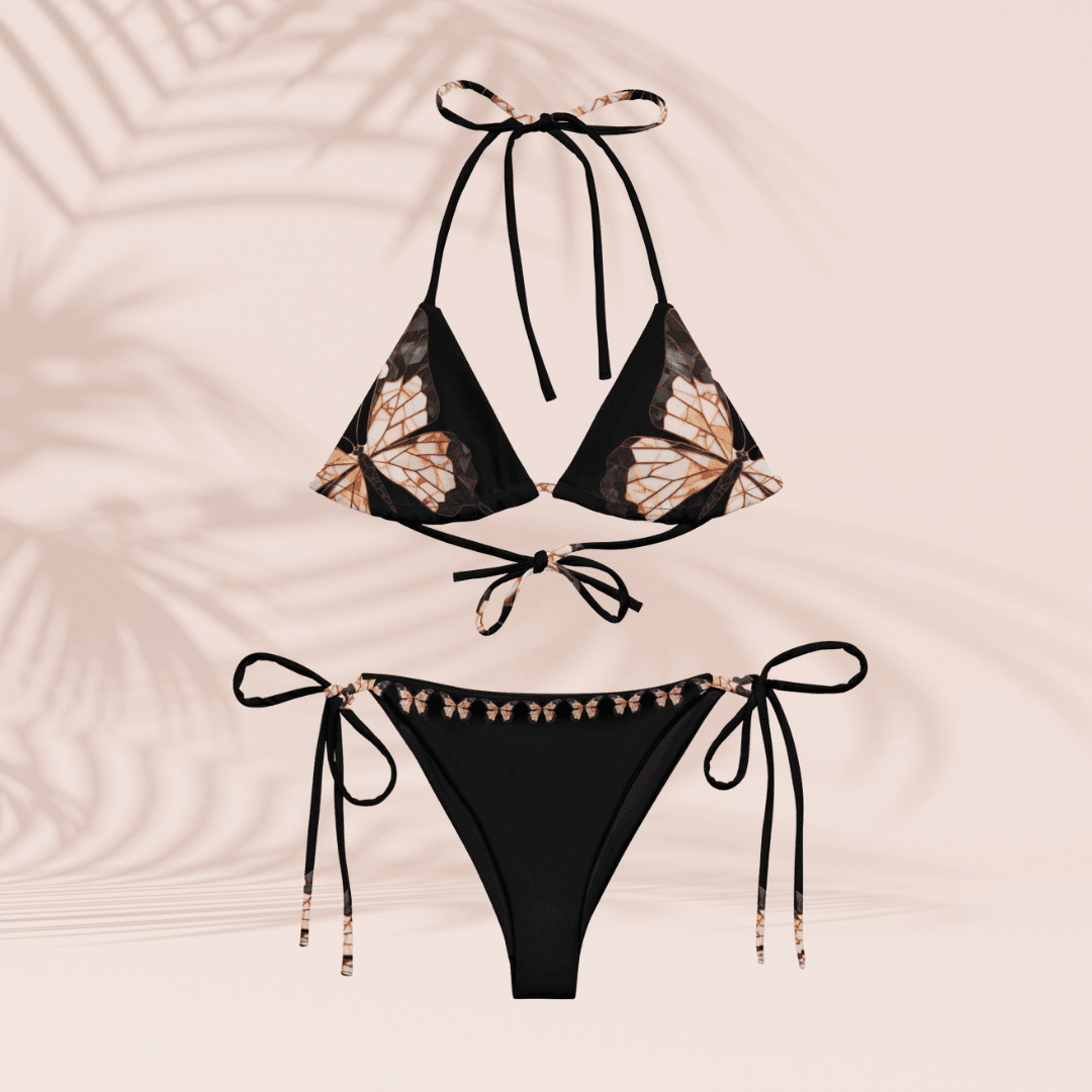 Triangel-Bikini Oberteil | Vintage Butterfly - Recycelt | Schwarz - Christine Wagner
