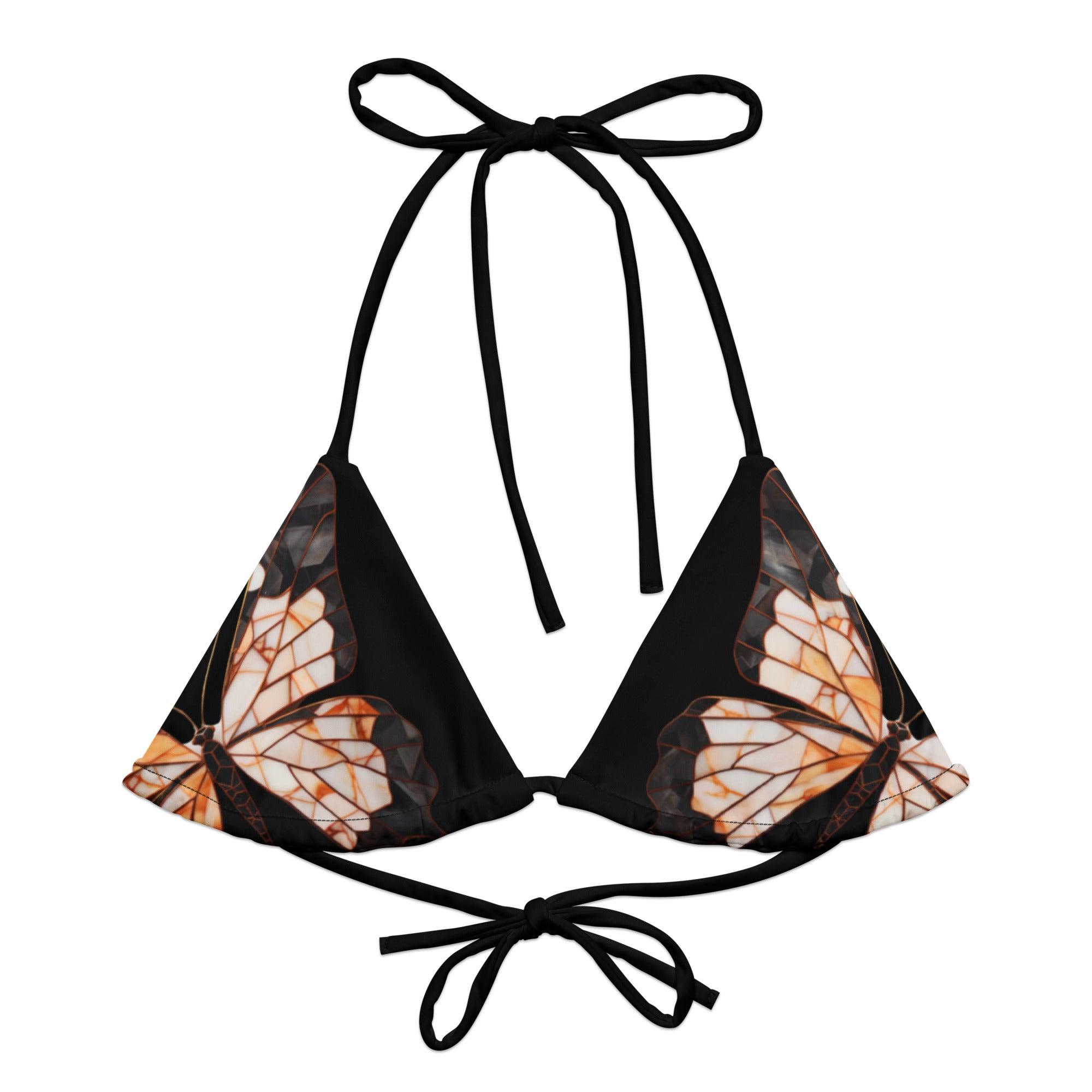 Triangel-Bikini Oberteil | Vintage Butterfly - Recycelt | Schwarz - Christine Wagner