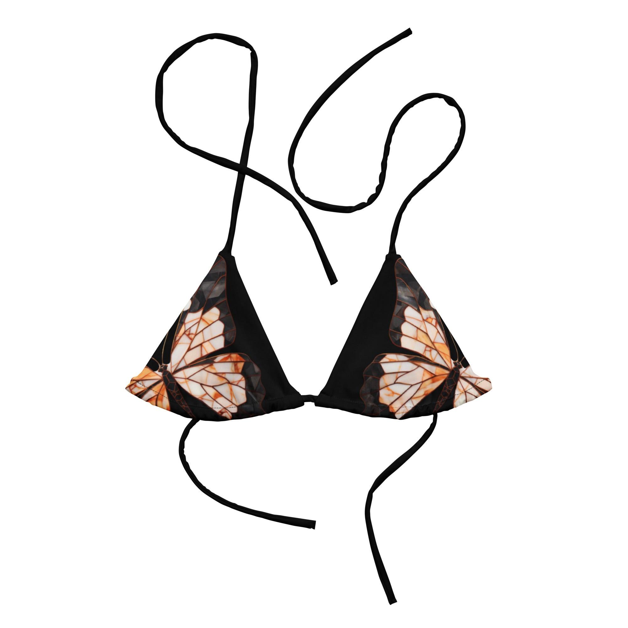 Triangel-Bikini Oberteil | Vintage Butterfly - Recycelt | Schwarz - Christine Wagner