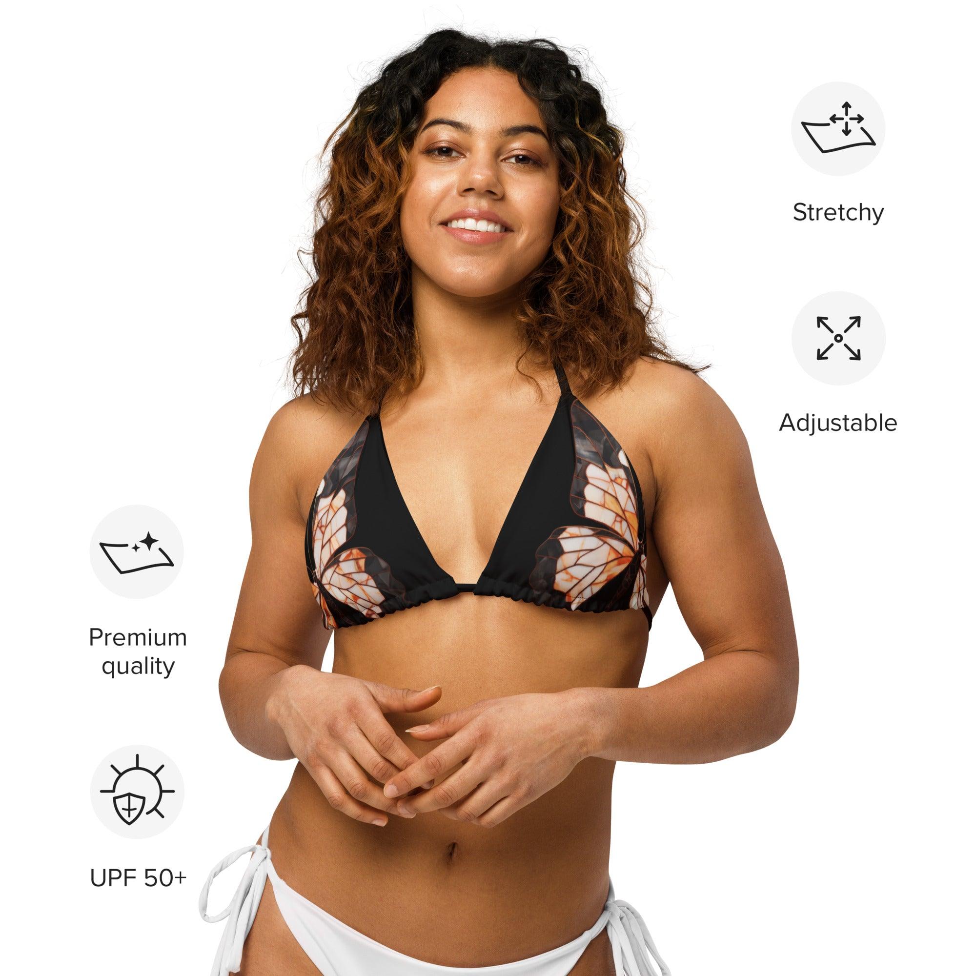 Triangel-Bikini Oberteil | Vintage Butterfly - Recycelt | Schwarz - Christine Wagner