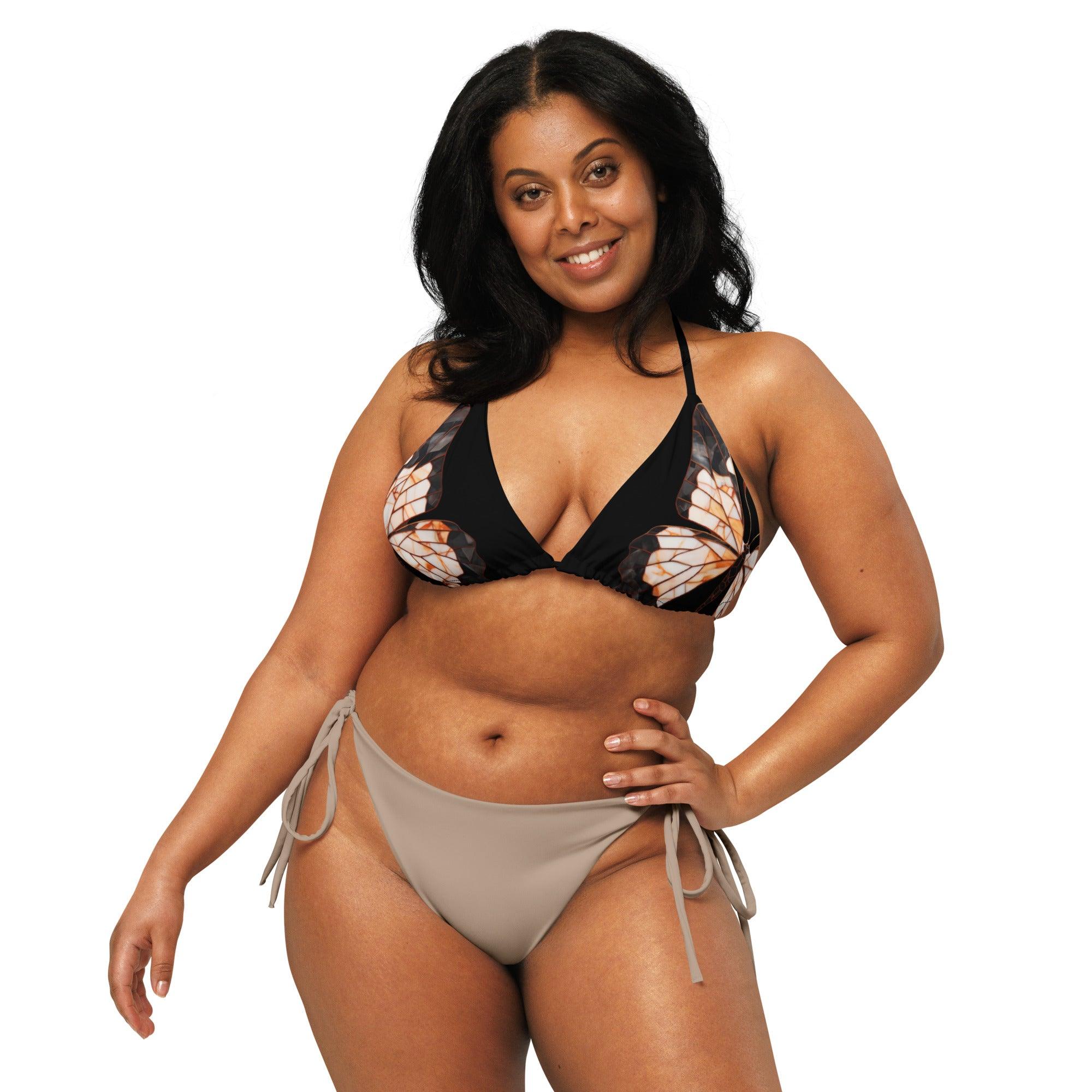 Triangel-Bikini Oberteil | Vintage Butterfly - Recycelt | Schwarz - Christine Wagner