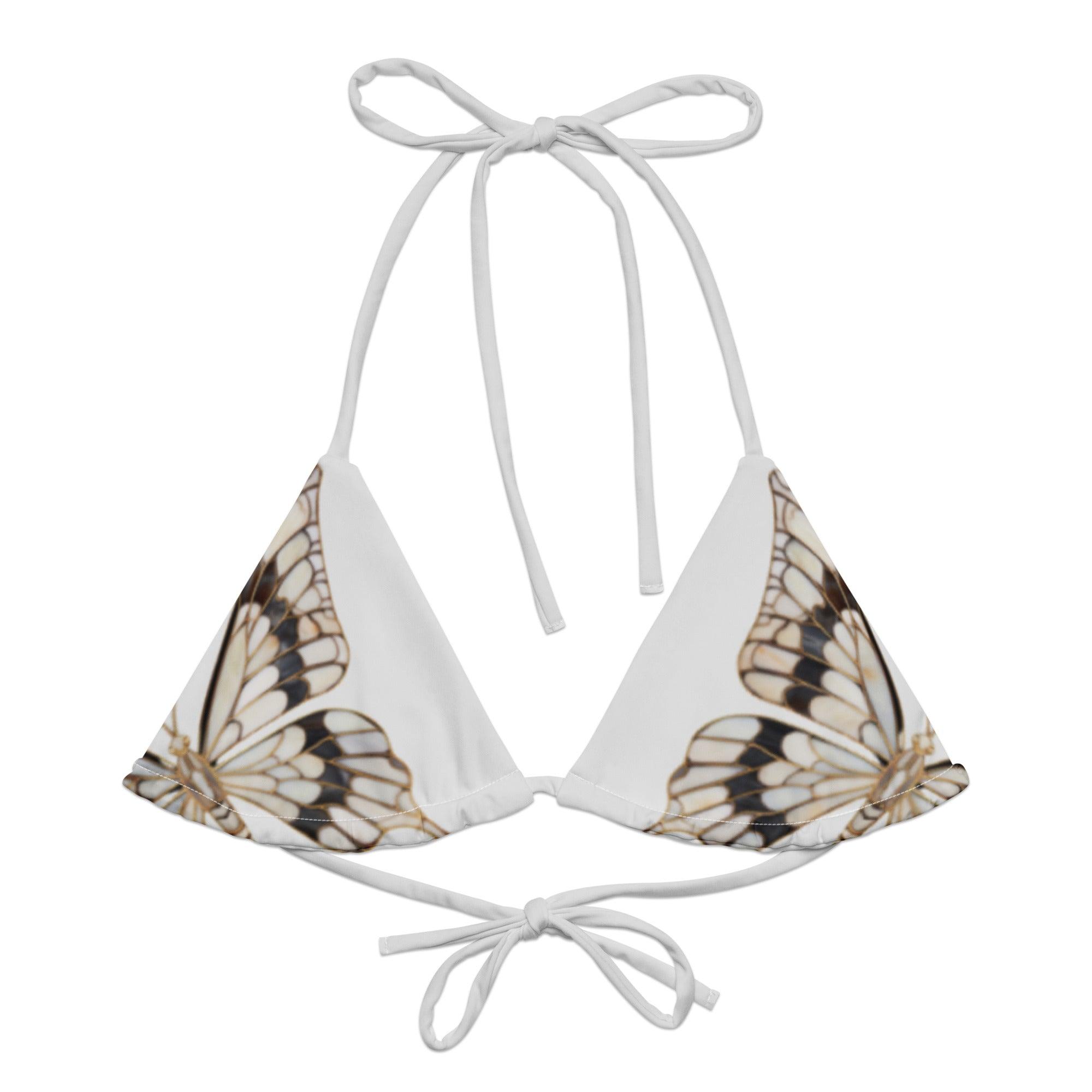 Triangel-Bikini Oberteil | Vintage Butterfly - Recycelt | Naturweiß - Christine Wagner