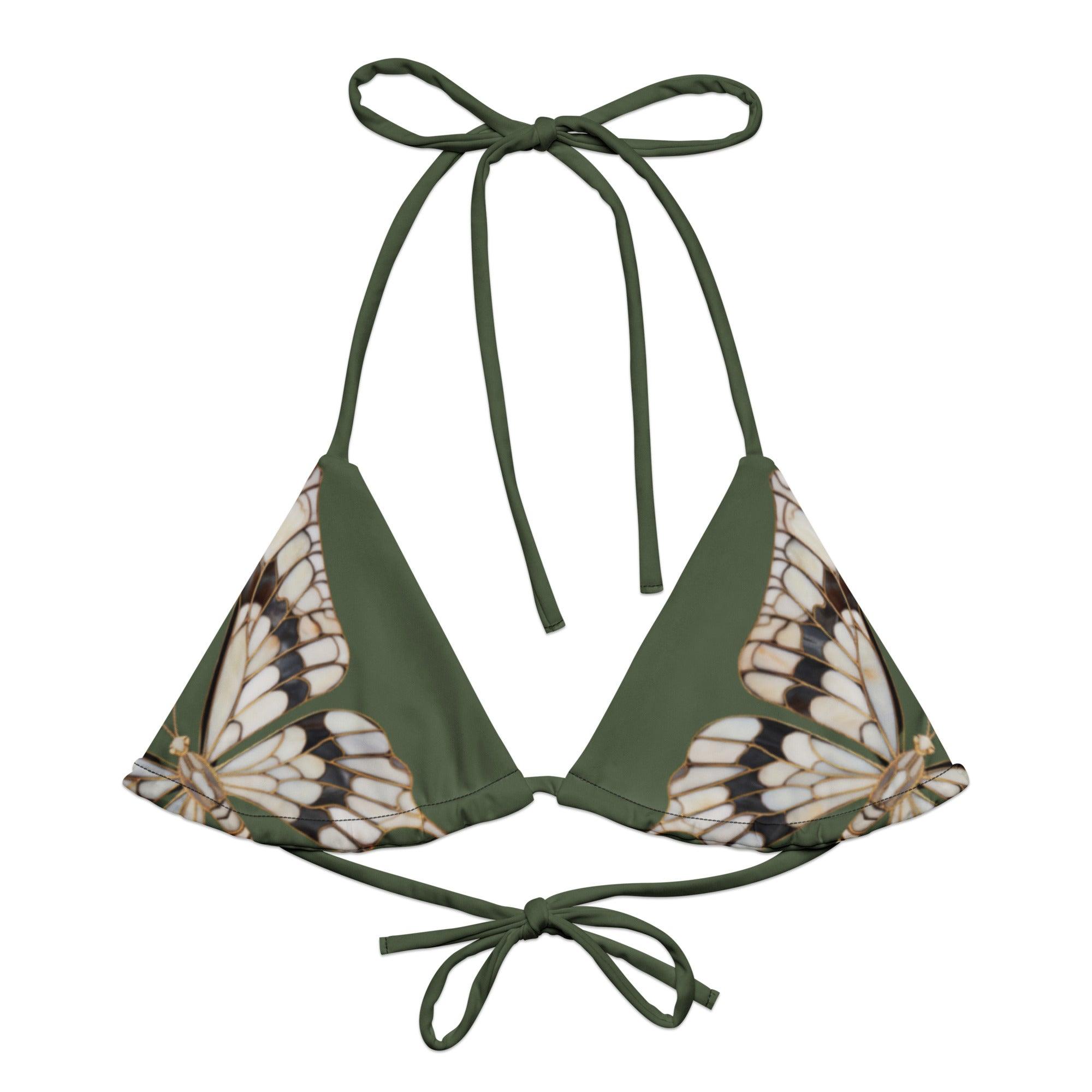 Triangel-Bikini Oberteil | Vintage Butterfly - Recycelt | Grün - Christine Wagner