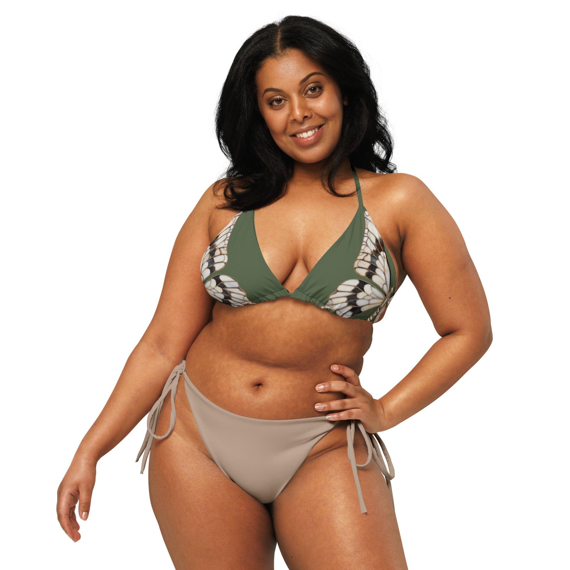 Triangel-Bikini Oberteil | Vintage Butterfly - Recycelt | Grün - Christine Wagner