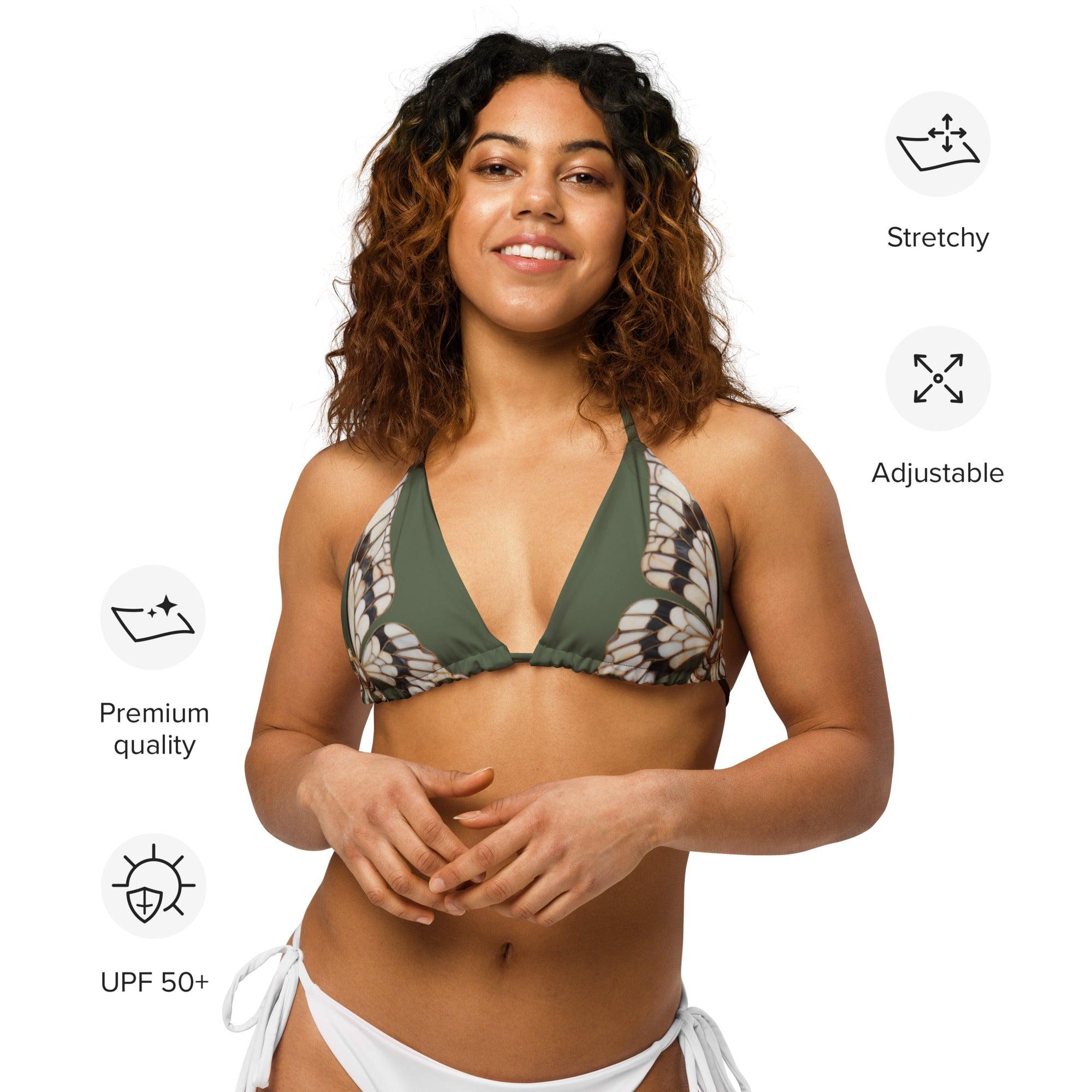 Triangel-Bikini Oberteil | Vintage Butterfly - Recycelt | Grün - Christine Wagner