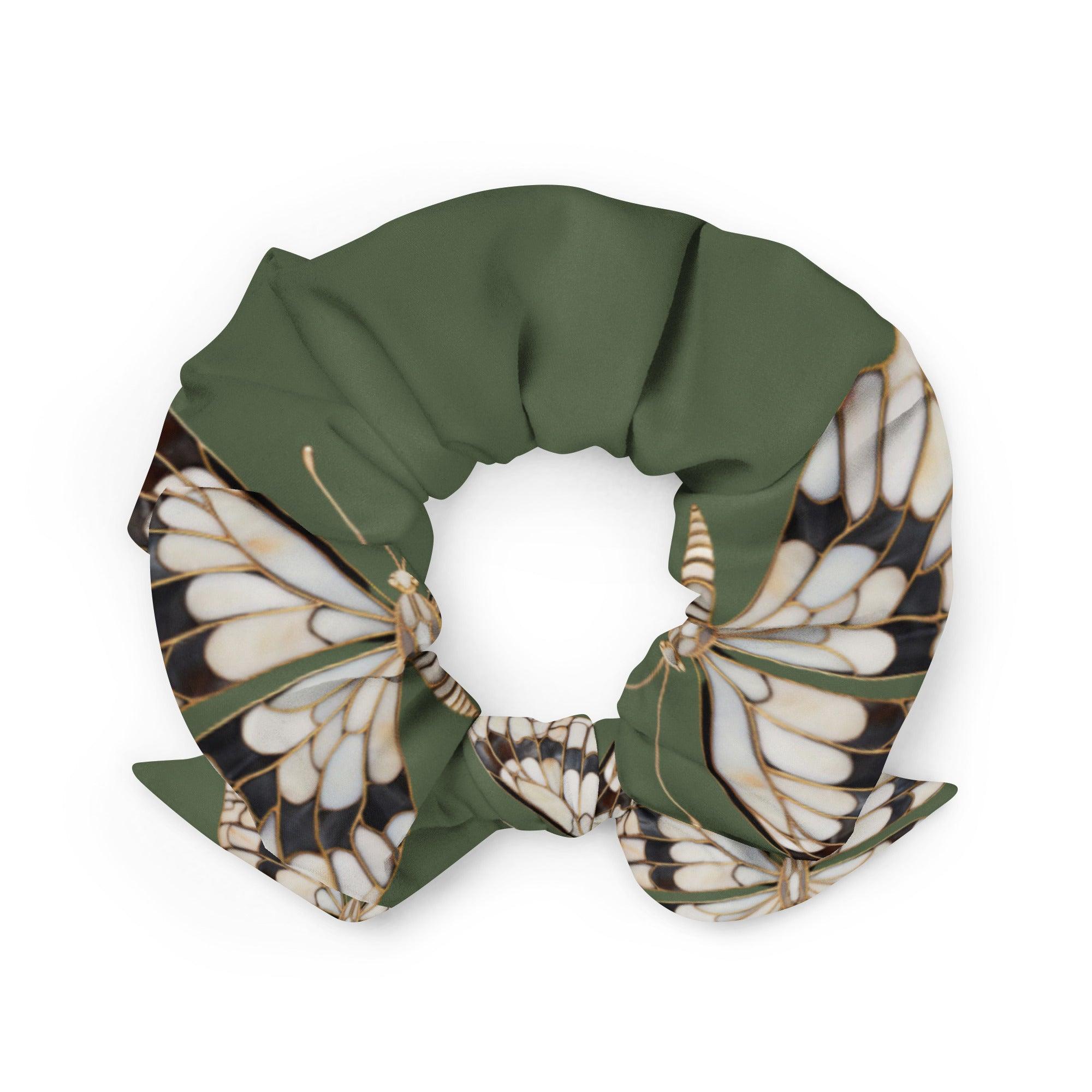 Haargummi - Scrunchie | Vintage Butterfly | Recycelt | Grün | Christine Wagner - Christine Wagner
