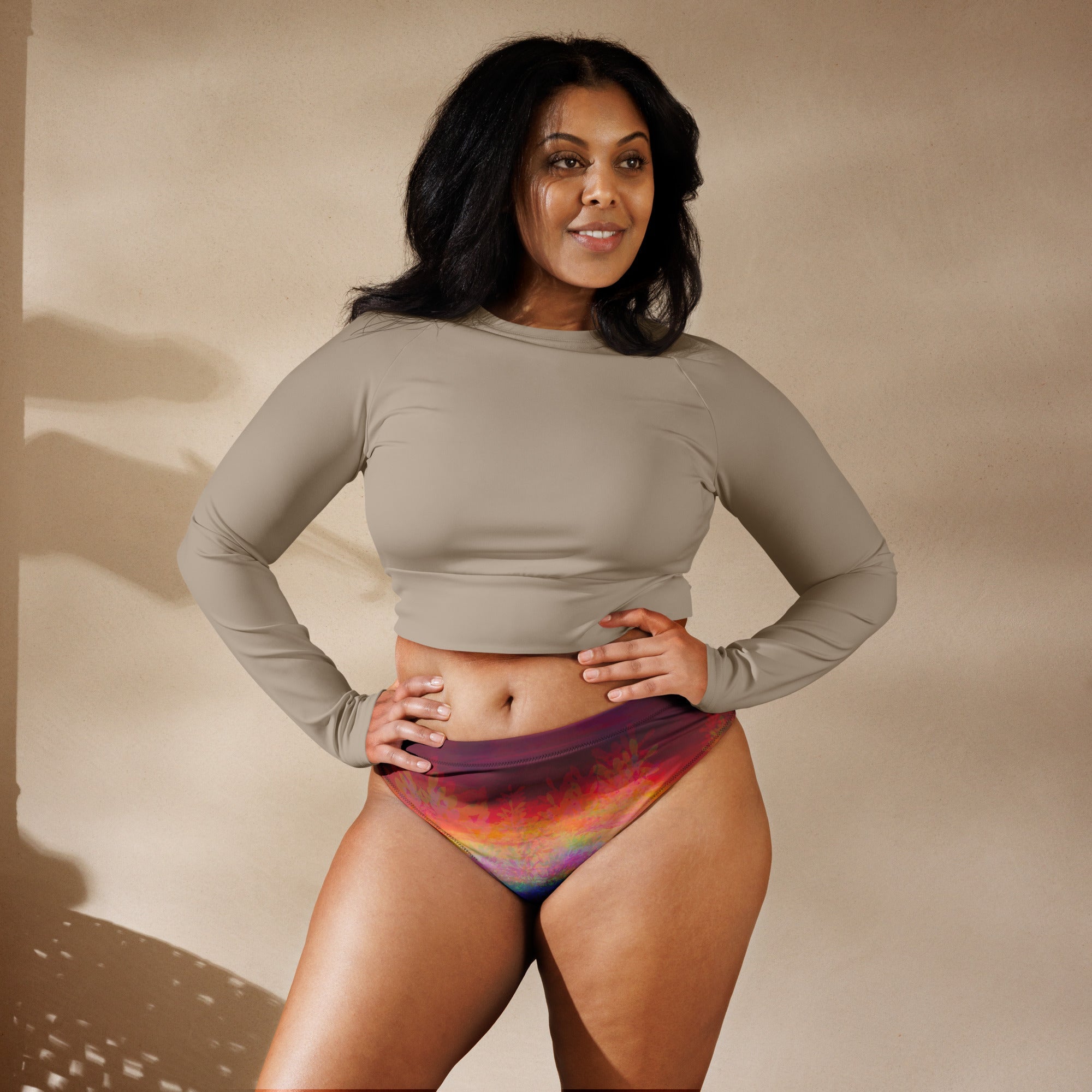 High - Waist Bikinihose | Aurora Bloom – Recycelt | Christine Wagner - Bikini - Christine Wagner Studio