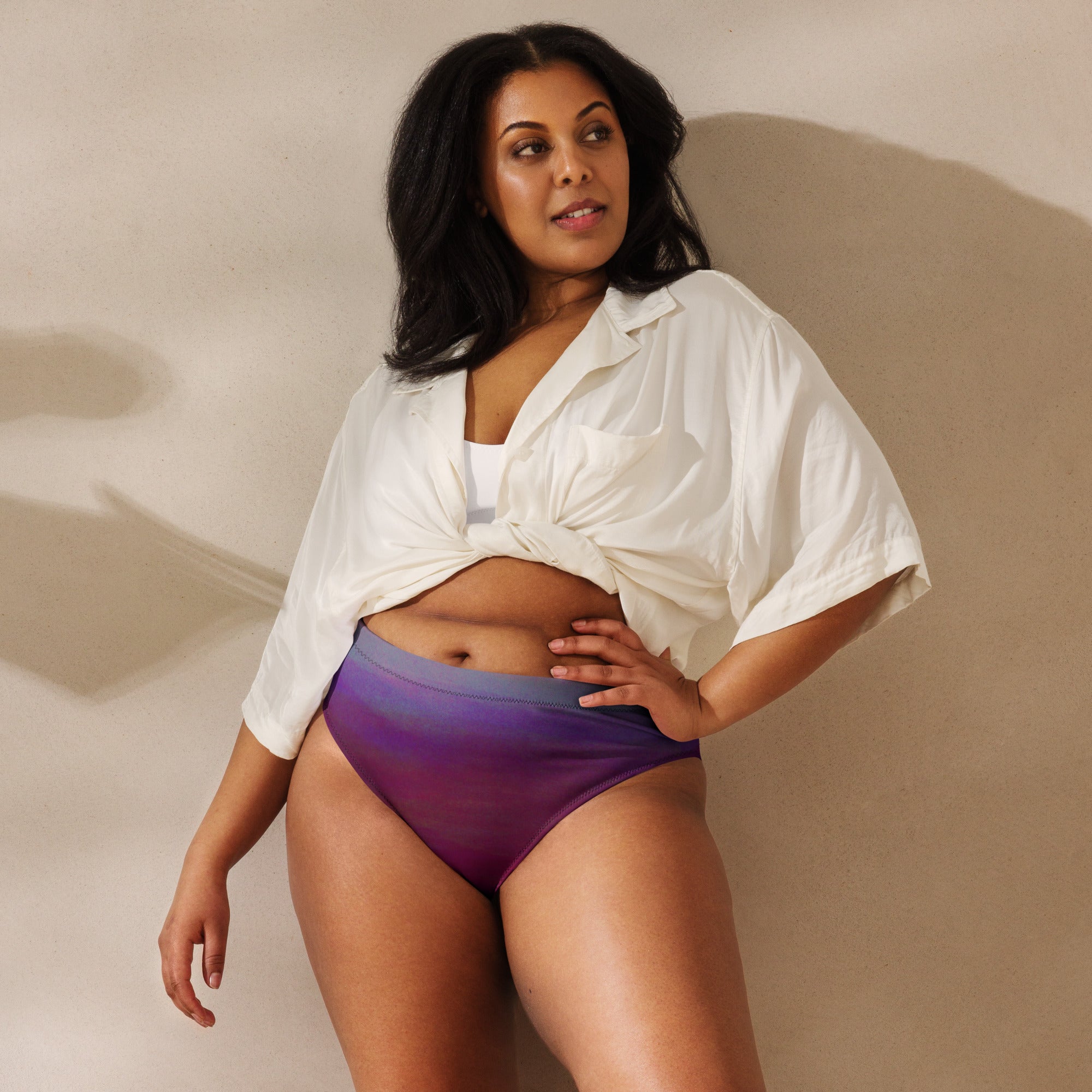 High - Waist Bikinihose | Aurora Night – Recycelt | Christine Wagner - Bikini - Christine Wagner Studio