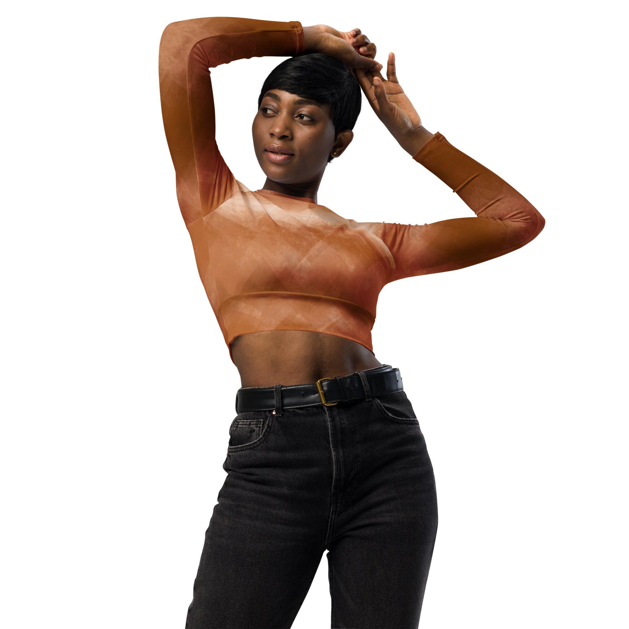 Langarm Crop Top | Chai Latte | Recycelt | Christine Wagner - Active Wear - Christine Wagner Studio