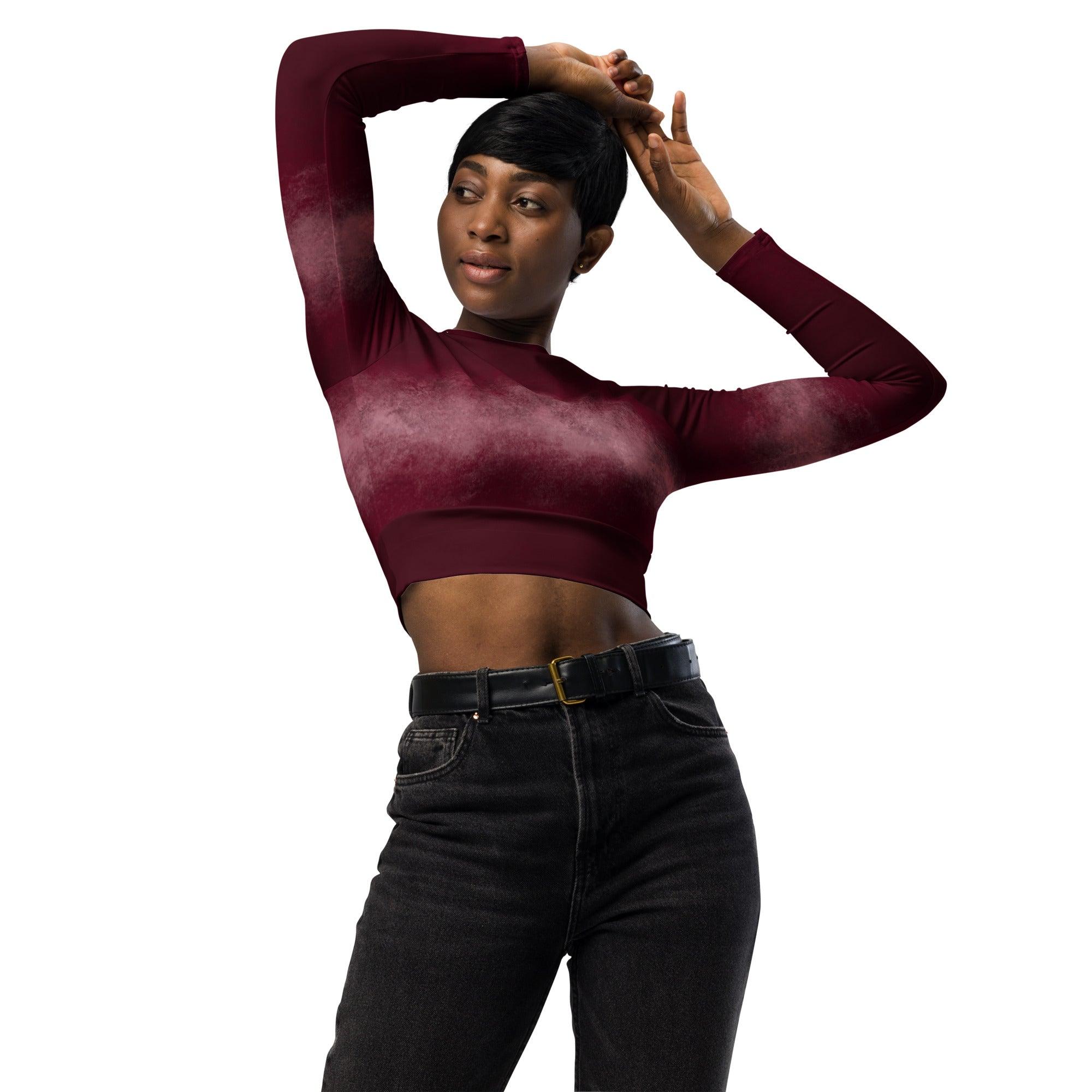 Langarm Crop Top | Cherry Bordeaux | Recycelt | Christine Wagner - Active Wear - Christine Wagner Studio