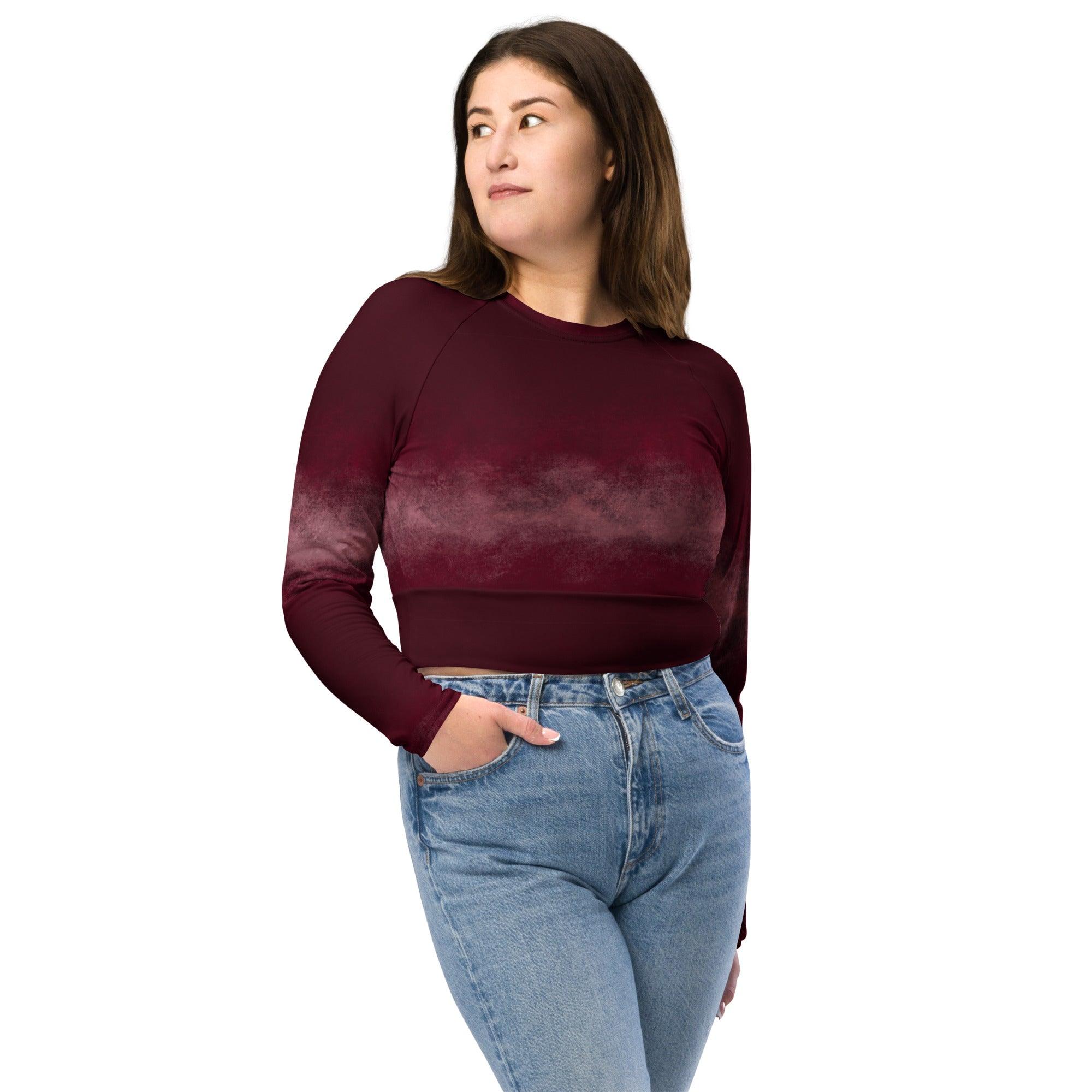 Langarm Crop Top | Cherry Bordeaux | Recycelt | Christine Wagner - Active Wear - Christine Wagner Studio