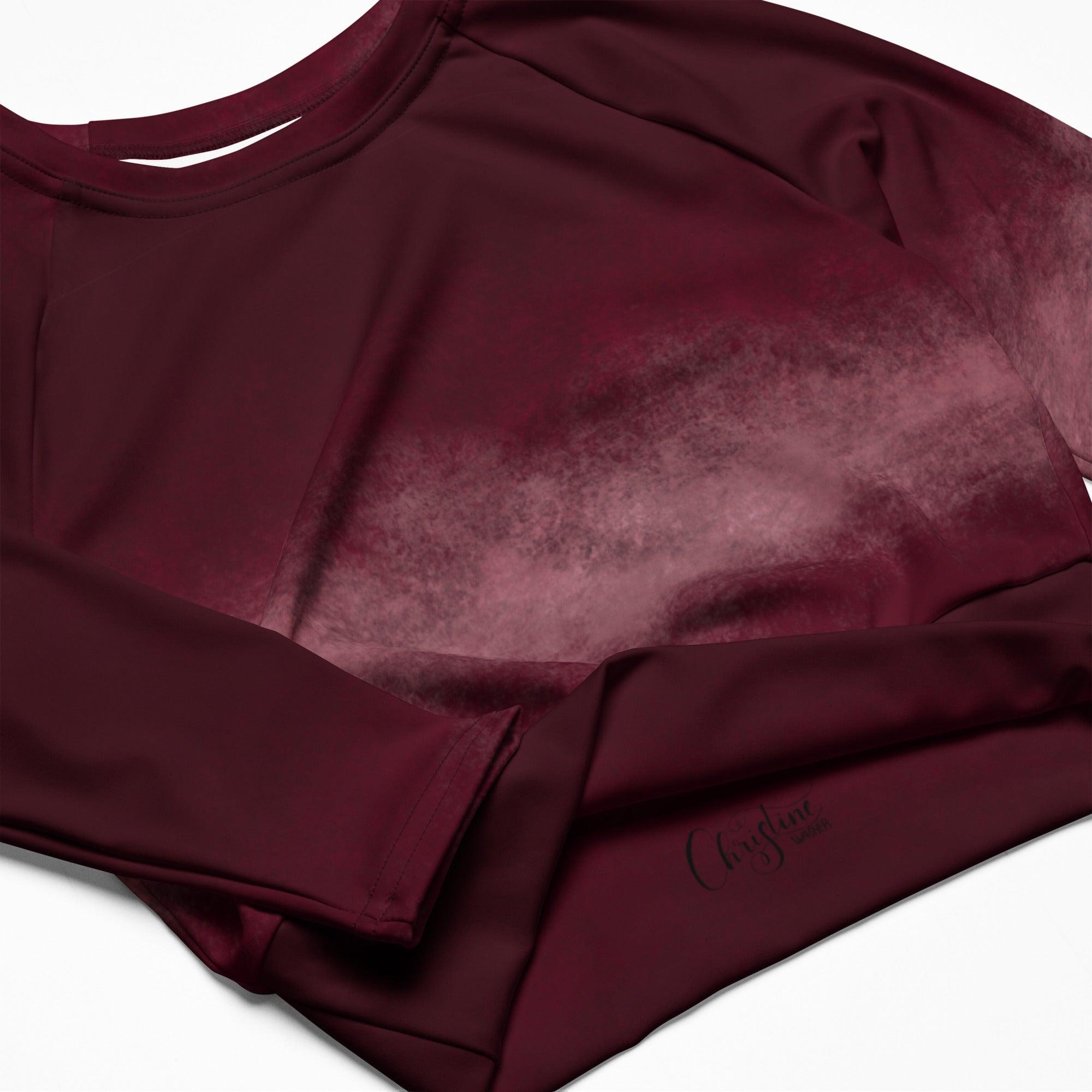 Langarm Crop Top | Cherry Bordeaux | Recycelt | Christine Wagner - Active Wear - Christine Wagner Studio