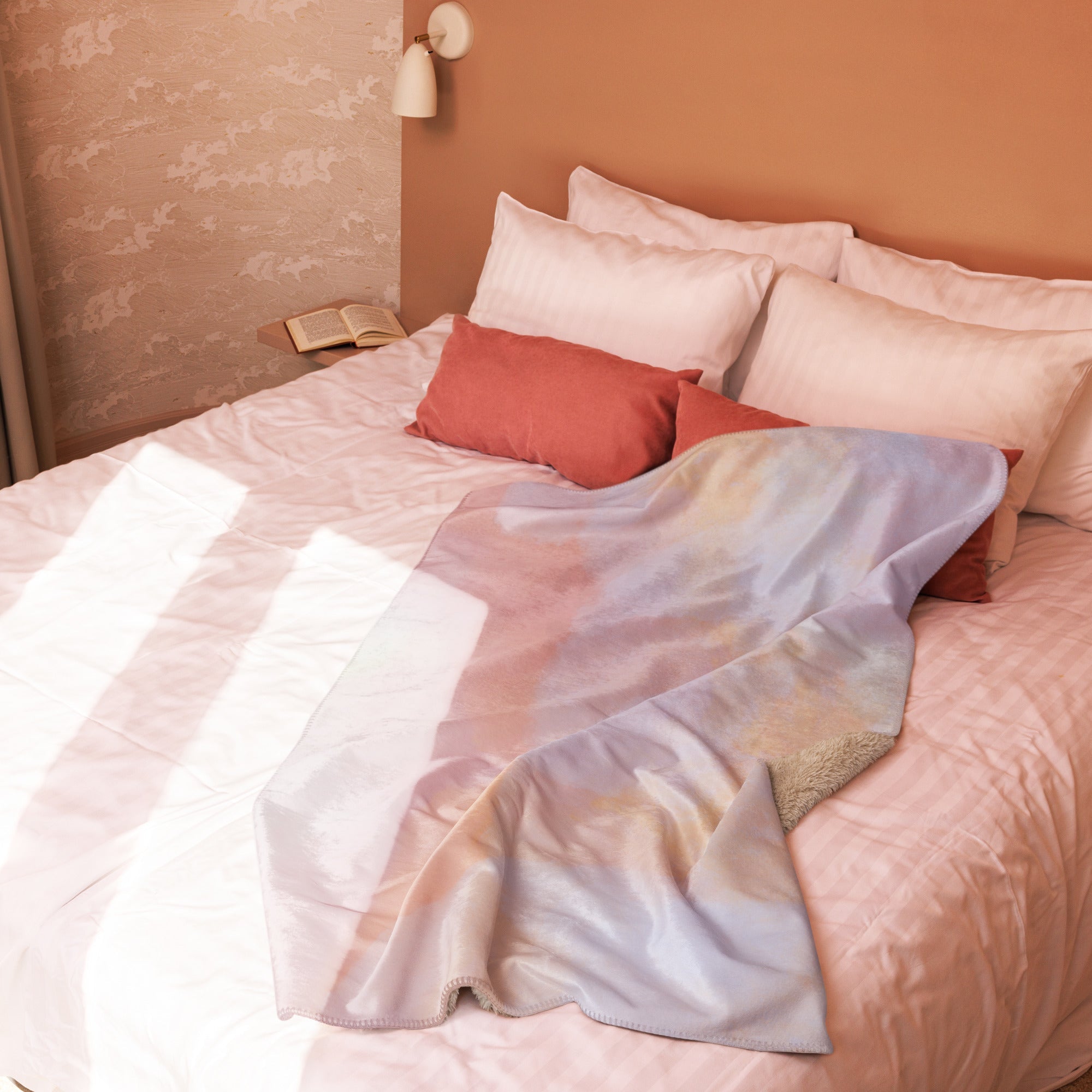 Sherpa Decke mit Kuschelfell | Peach Dreams | Christine Wagner - Christine Wagner Studio