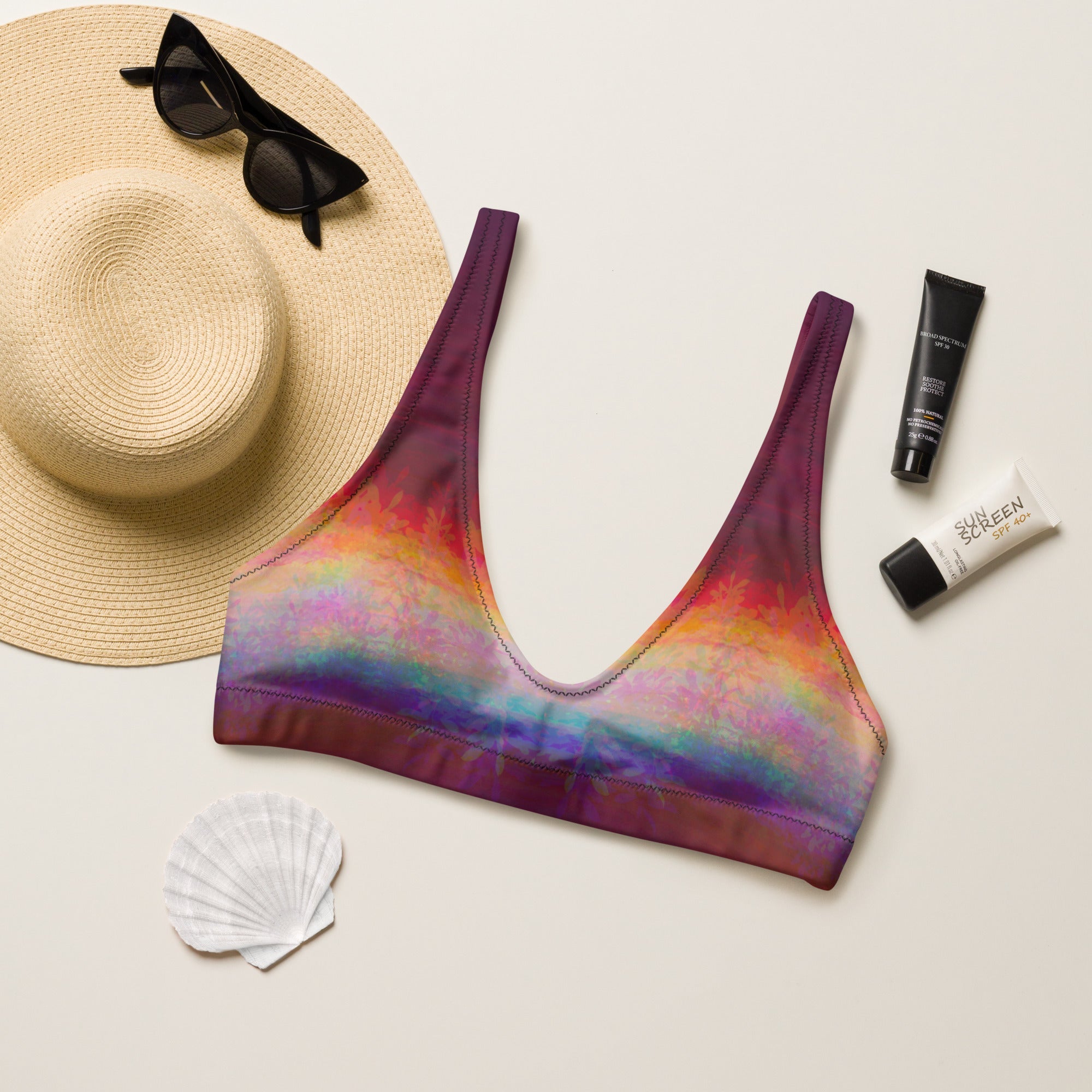 Sporty Bikini - Top | Aurora Bloom – Recycelt | Christine Wagner - Bikini - Christine Wagner Studio