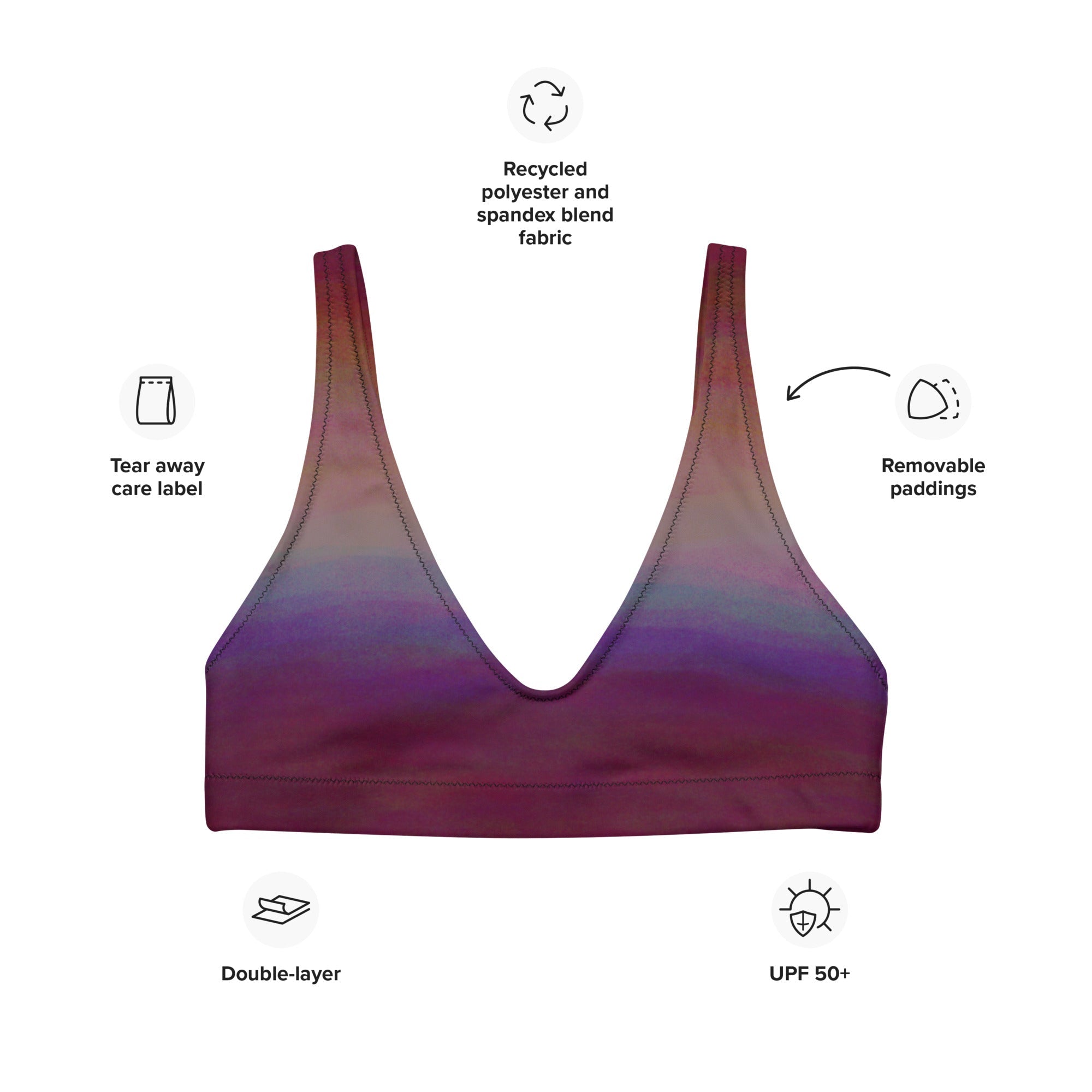 Sporty Bikini - Top | Aurora Night – Recycelt | Christine Wagner - Bikini - Christine Wagner Studio