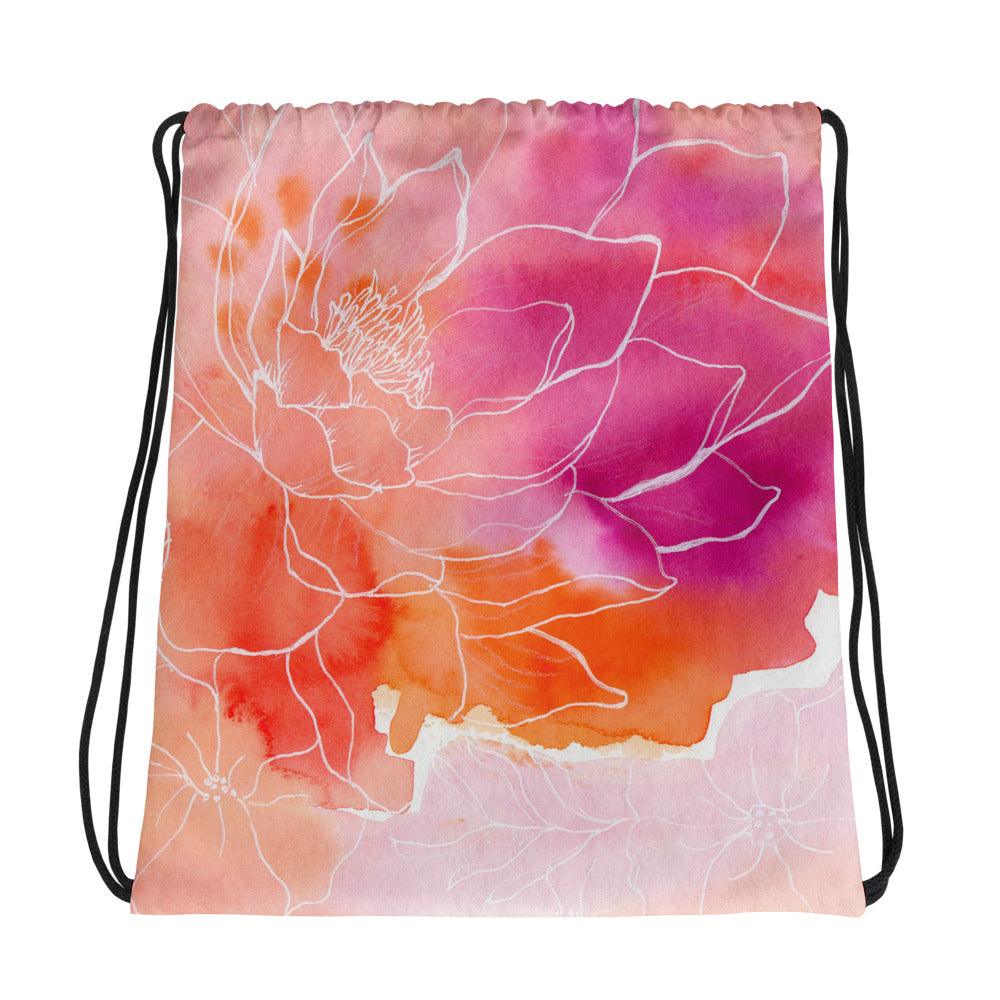 Turnbeutel - Sportbeutel | Pink Lotus Aquarell | Christine Wagner - Turnbeutel Sporttasche - Christine Wagner Studio