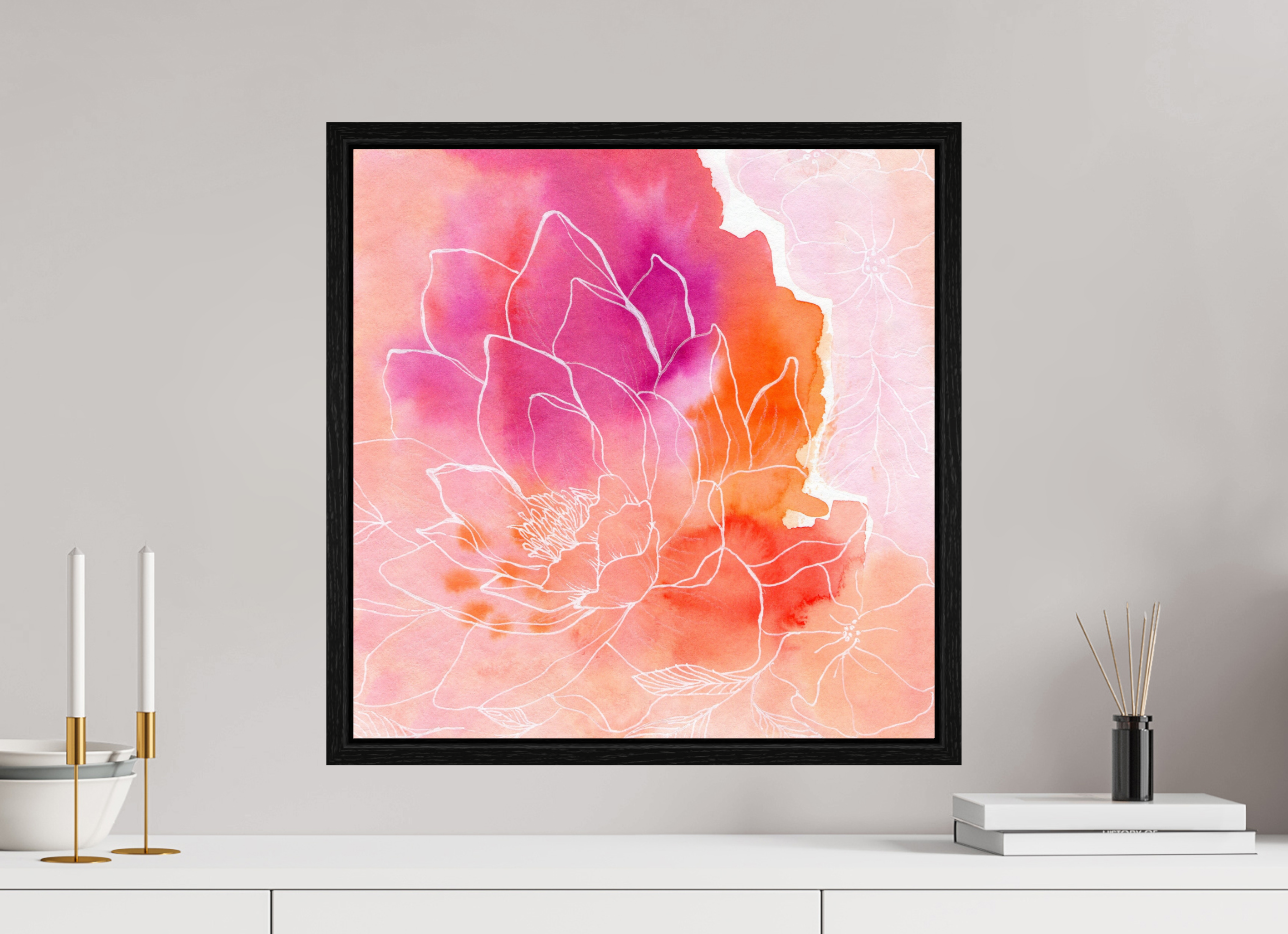 50 x 50,7 cm, Floater Frame Pink Lotus
