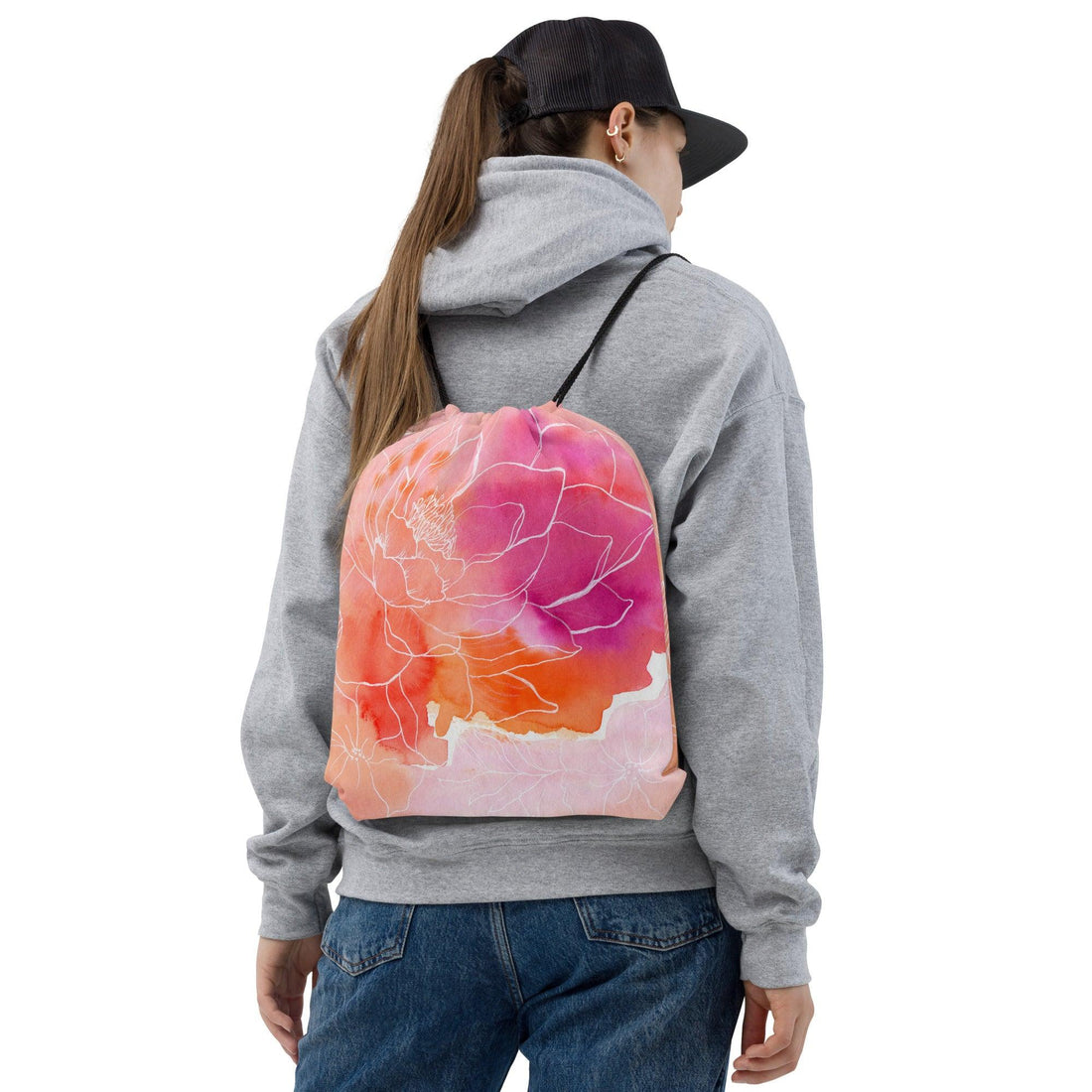 Turnbeutel - Sportbeutel | Pink Lotus Aquarell | Christine Wagner - Christine Wagner
