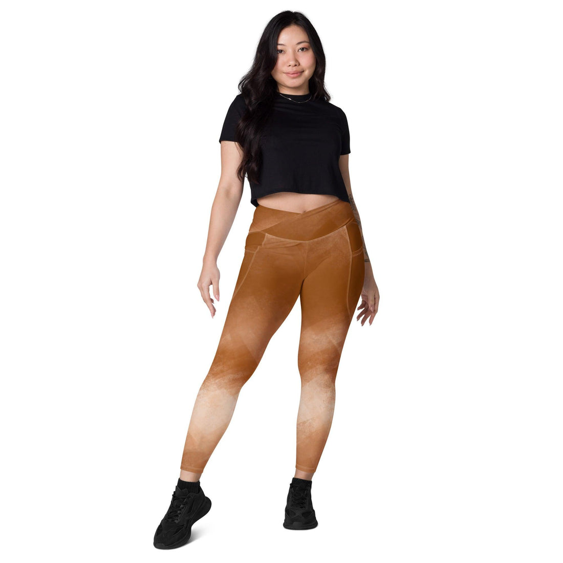 Crossover Leggings mit Taschen | Chai Latte | Recycelt | Christine Wagner - Christine Wagner
