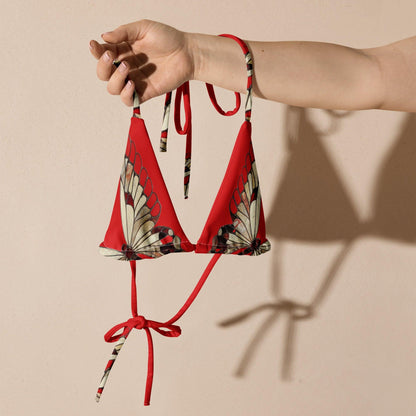 Triangel-Bikini Oberteil | Vintage Butterfly - Recycelt | Rot - Christine Wagner