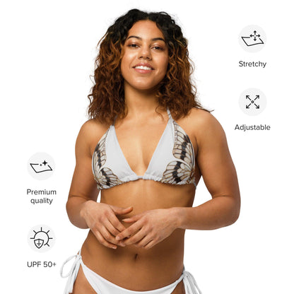 Triangel-Bikini Oberteil | Vintage Butterfly - Recycelt | Naturweiß - Christine Wagner
