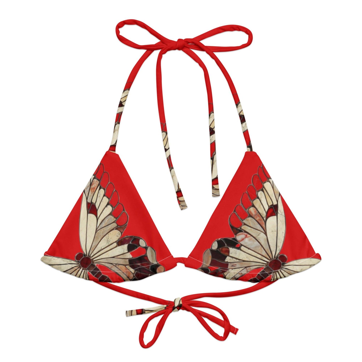 Triangel-Bikini Oberteil | Vintage Butterfly - Recycelt | Rot - Christine Wagner