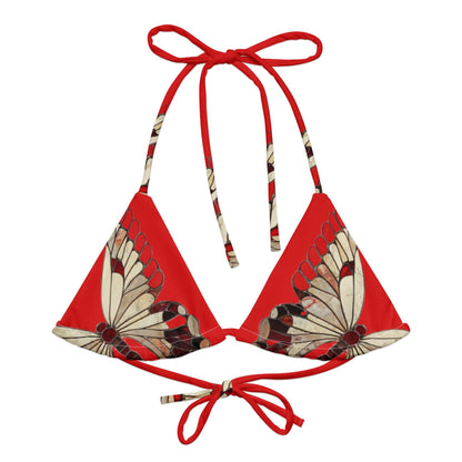 Triangel-Bikini Oberteil | Vintage Butterfly - Recycelt | Rot - Christine Wagner