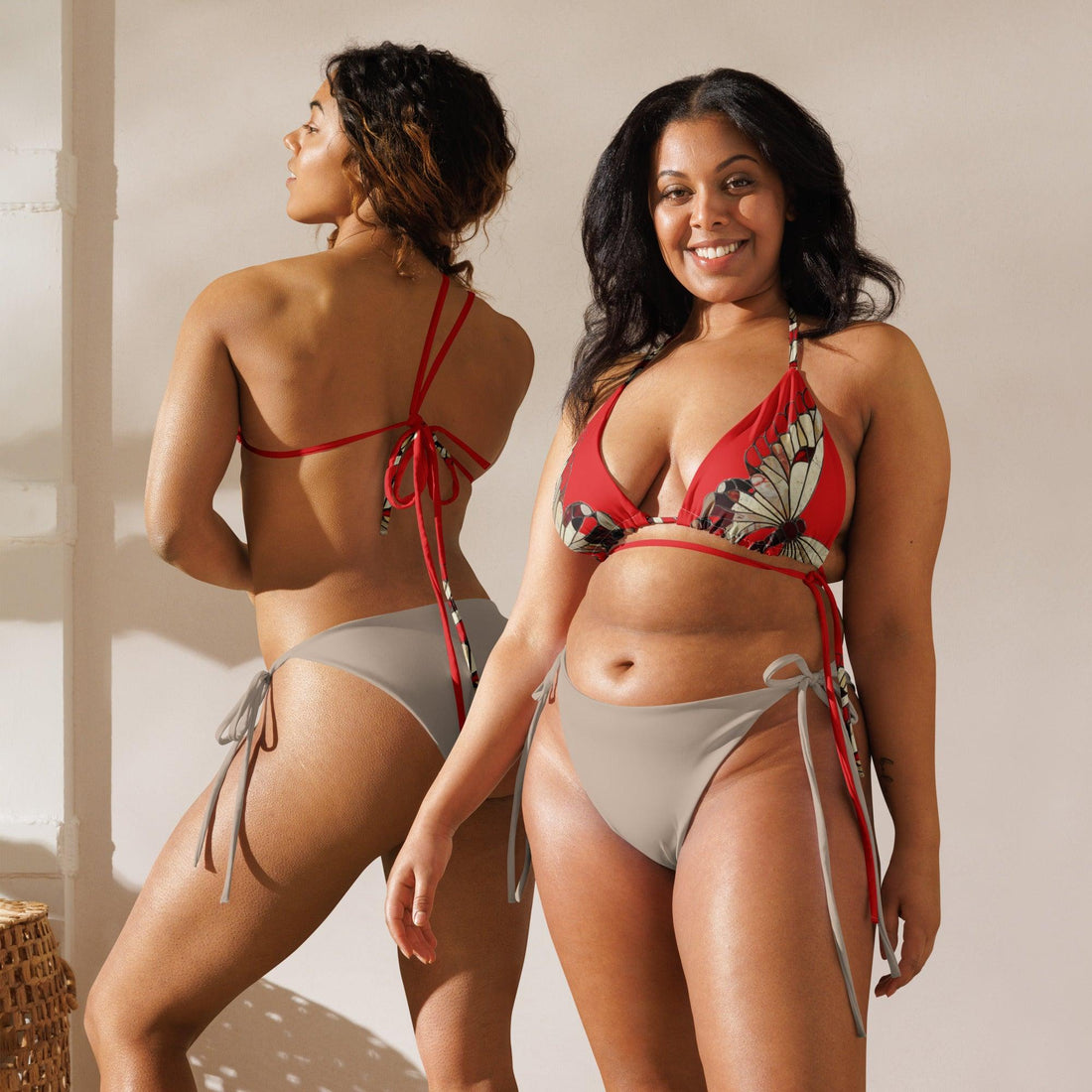 Triangel-Bikini Oberteil | Vintage Butterfly - Recycelt | Rot - Christine Wagner