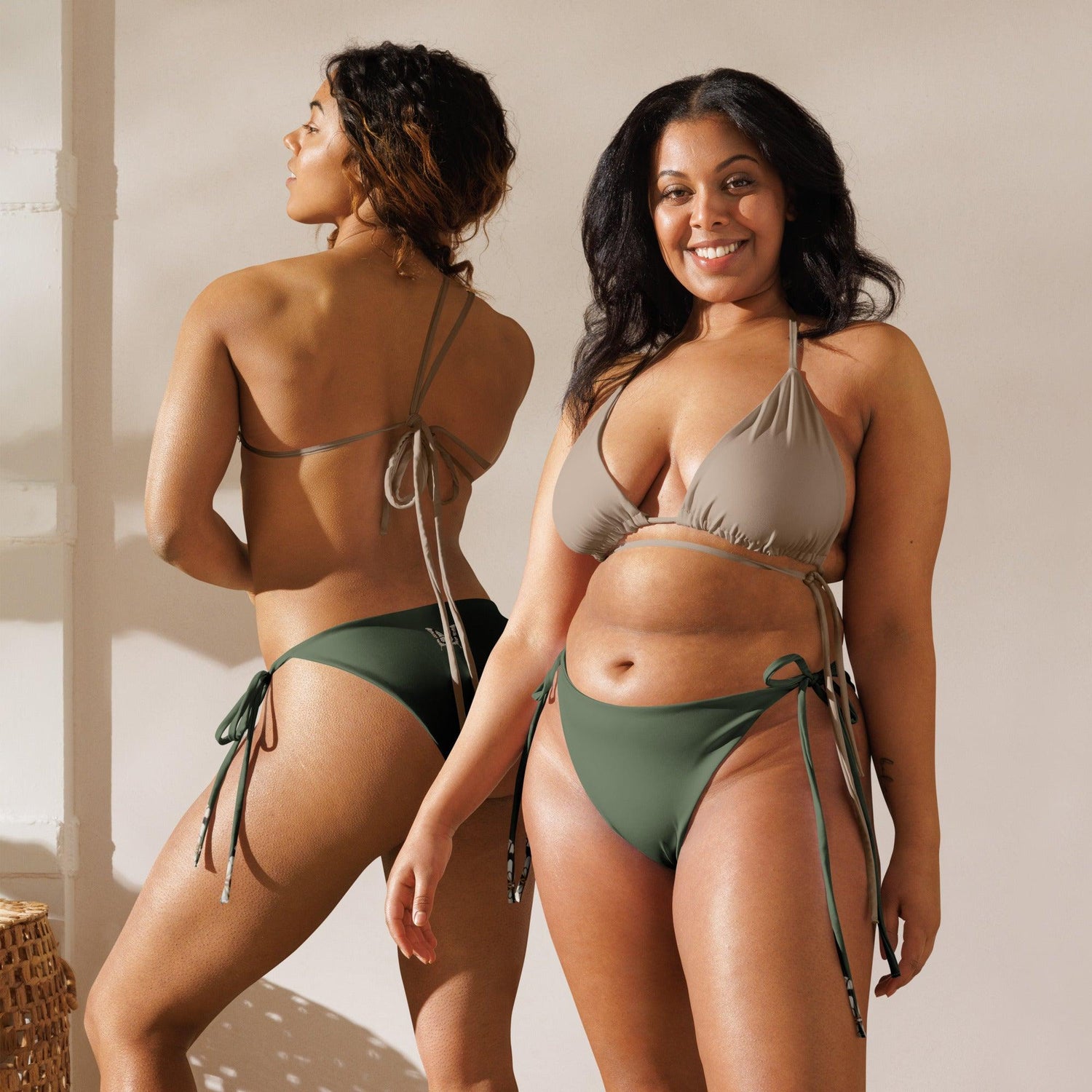 Brazilian - Bikinihose | Vintage Butterfly 1 - Recycelt | Grün - Minimal - Bikini - Christine Wagner Studio