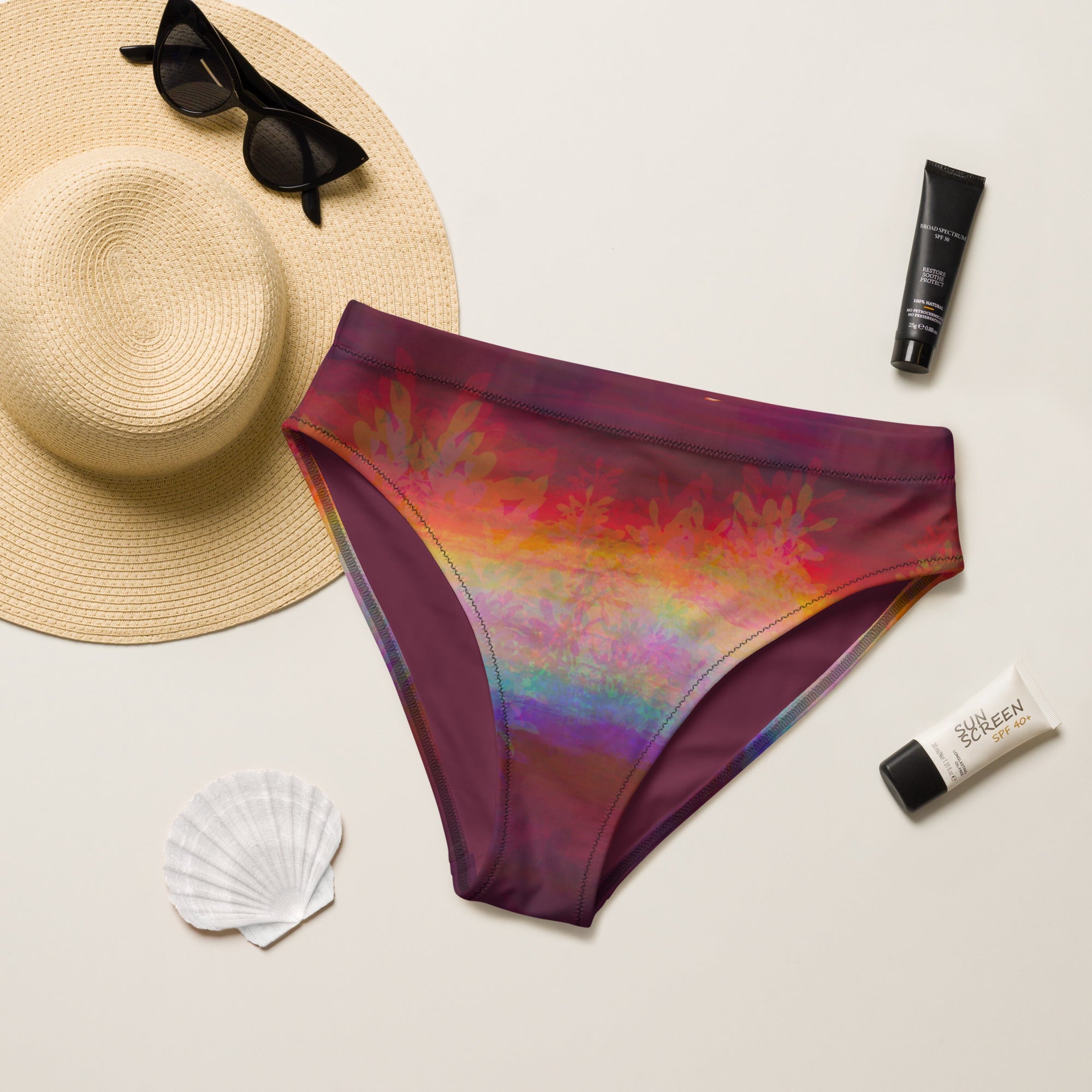 High - Waist Bikinihose | Aurora Bloom – Recycelt | Christine Wagner - Bikini - Christine Wagner Studio