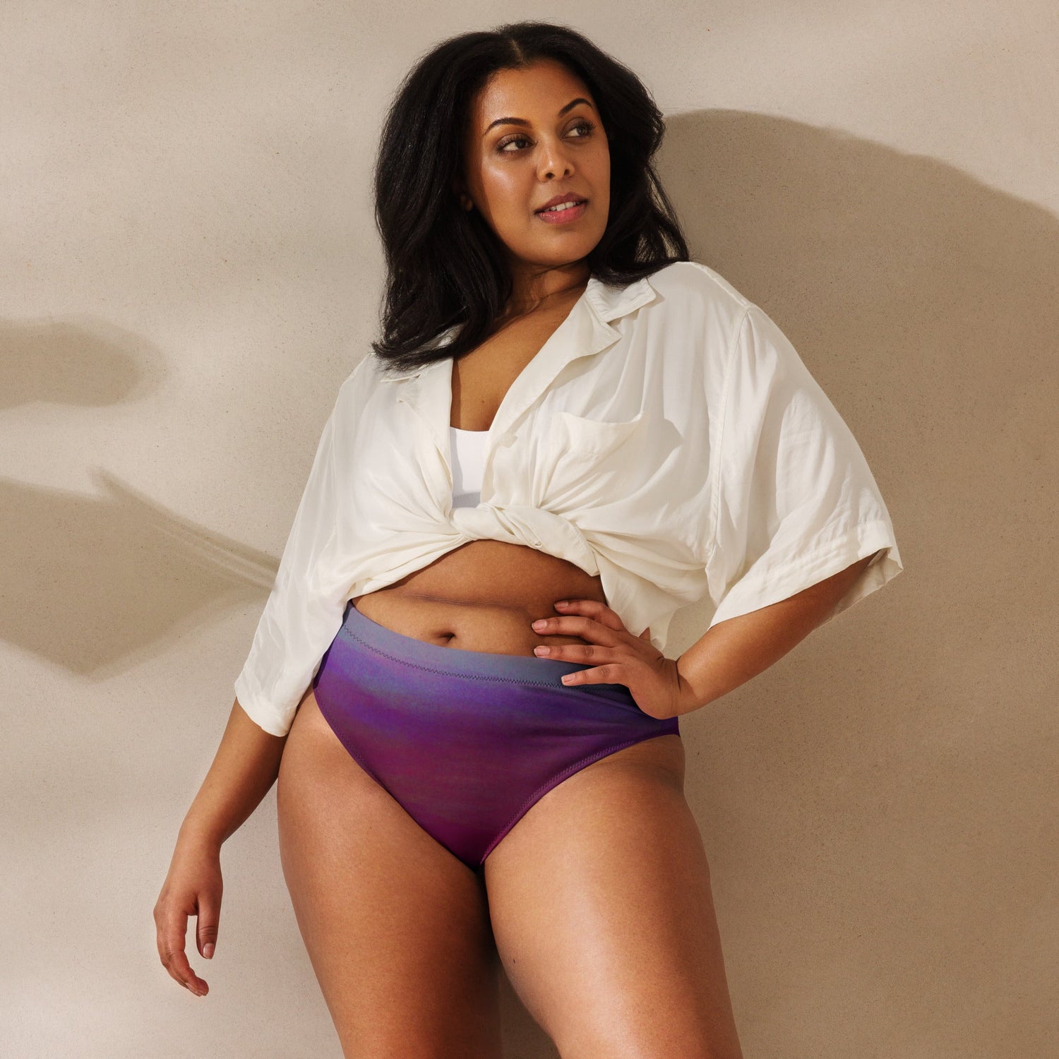 High - Waist Bikinihose | Aurora Night – Recycelt | Christine Wagner - Bikini - Christine Wagner Studio