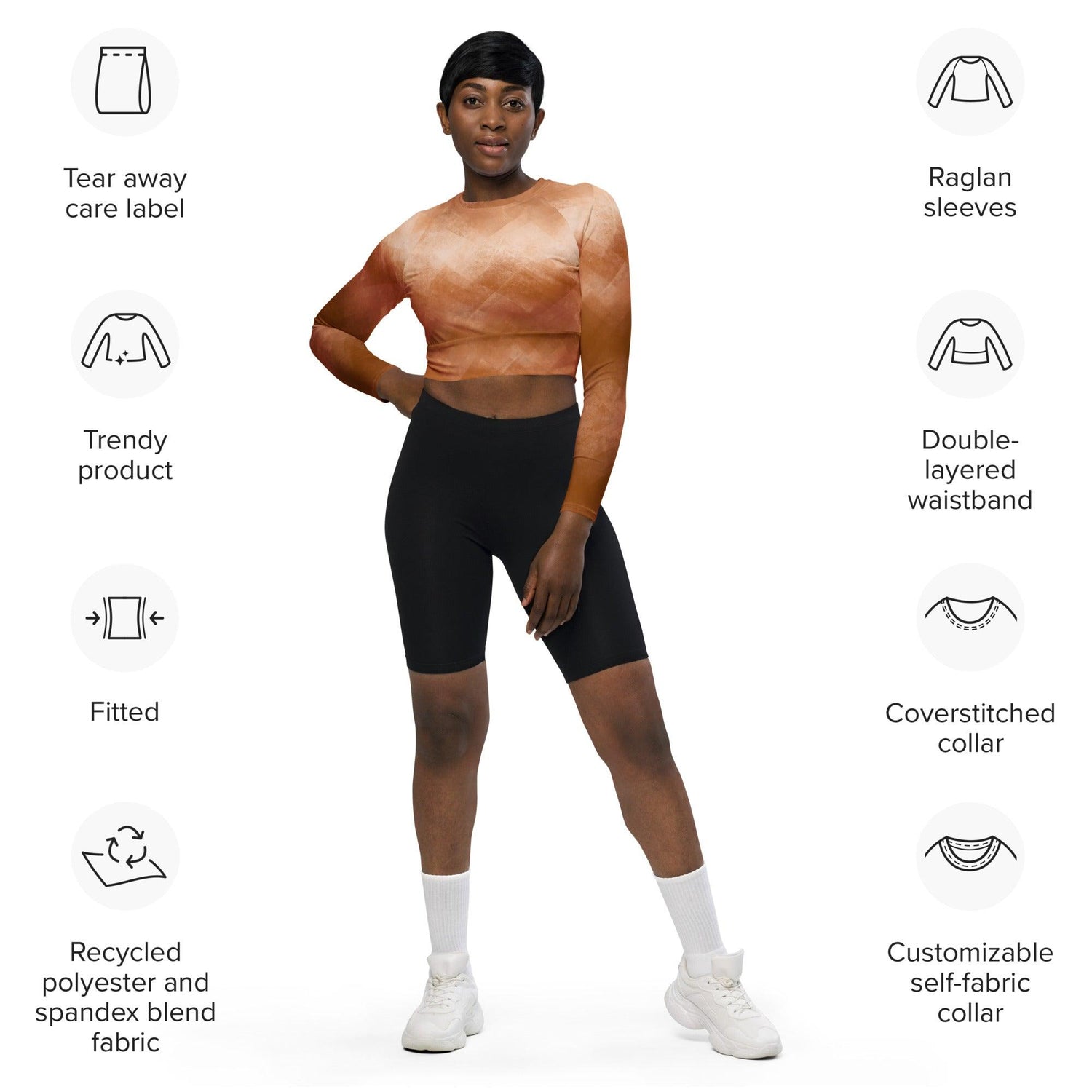 Langarm Crop Top | Chai Latte | Recycelt | Christine Wagner - Active Wear - Christine Wagner Studio