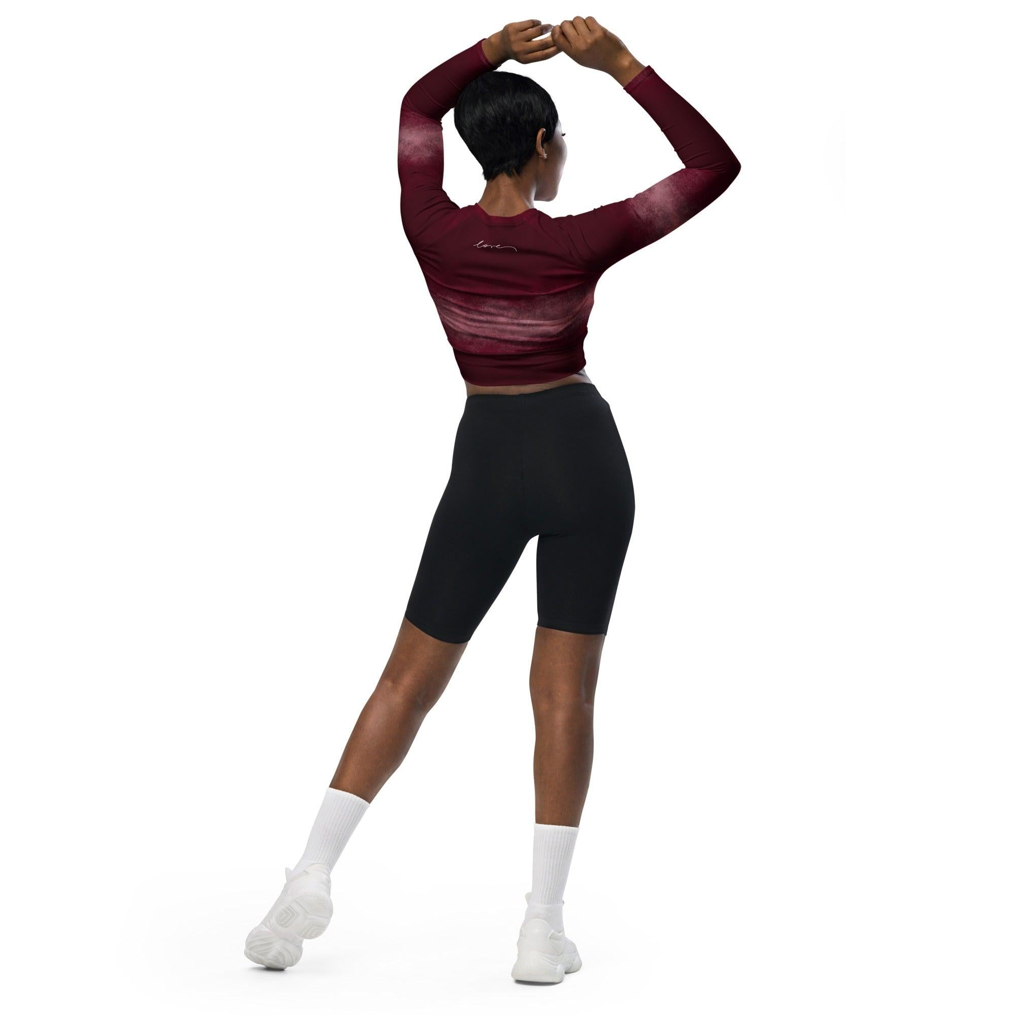 Langarm Crop Top | Cherry Bordeaux | Recycelt | Christine Wagner - Active Wear - Christine Wagner Studio
