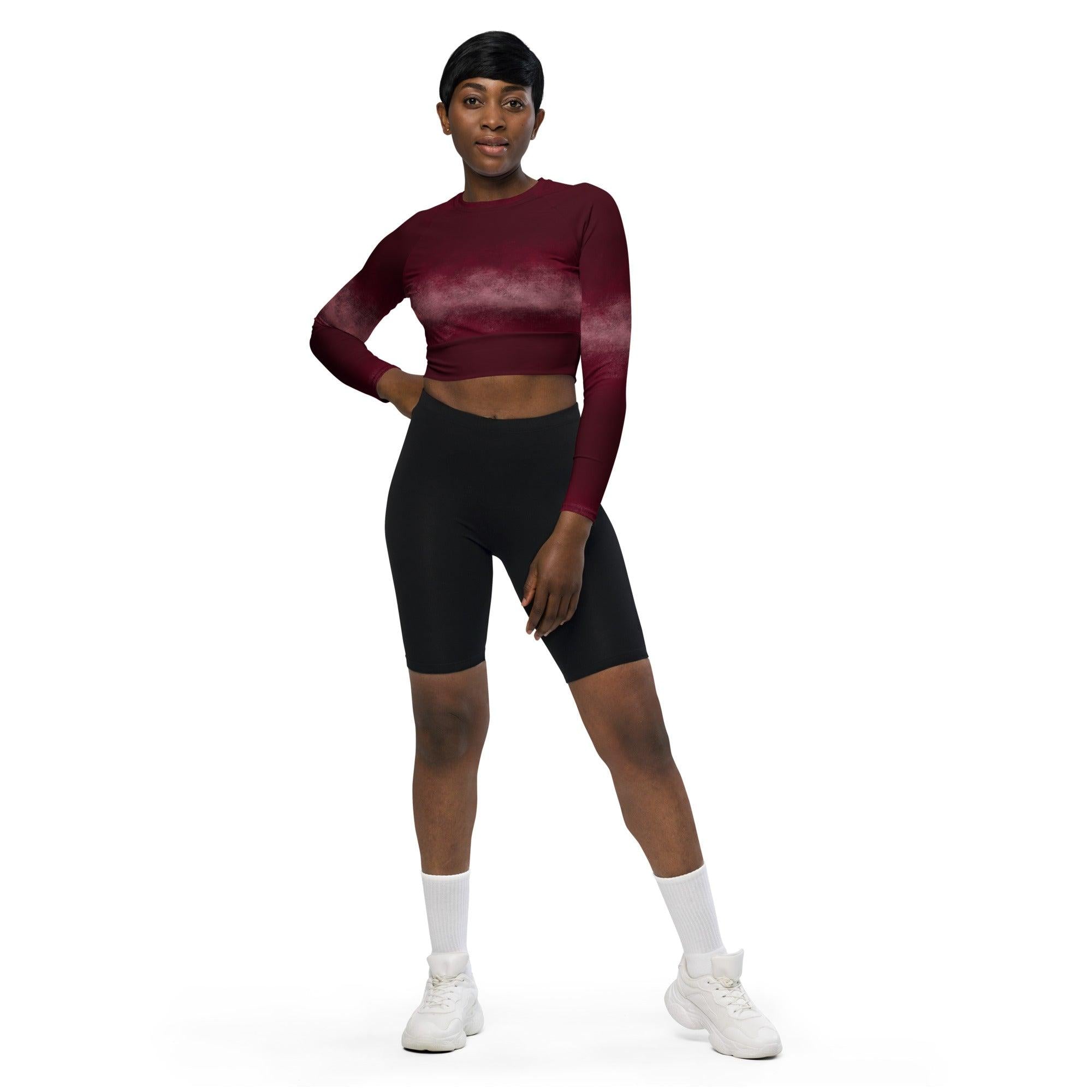 Langarm Crop Top | Cherry Bordeaux | Recycelt | Christine Wagner - Active Wear - Christine Wagner Studio