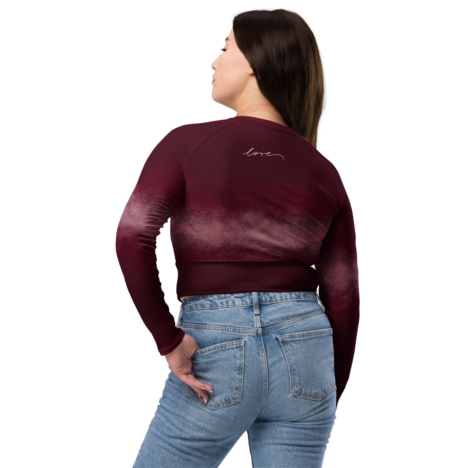 Langarm Crop Top | Cherry Bordeaux | Recycelt | Christine Wagner - Active Wear - Christine Wagner Studio