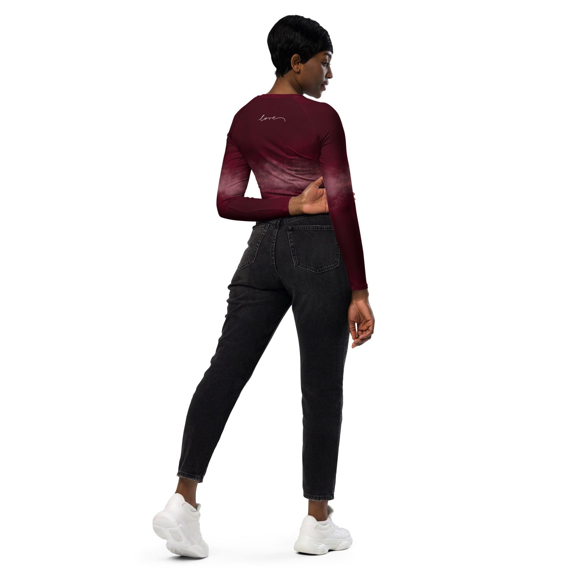 Langarm Crop Top | Cherry Bordeaux | Recycelt | Christine Wagner - Active Wear - Christine Wagner Studio