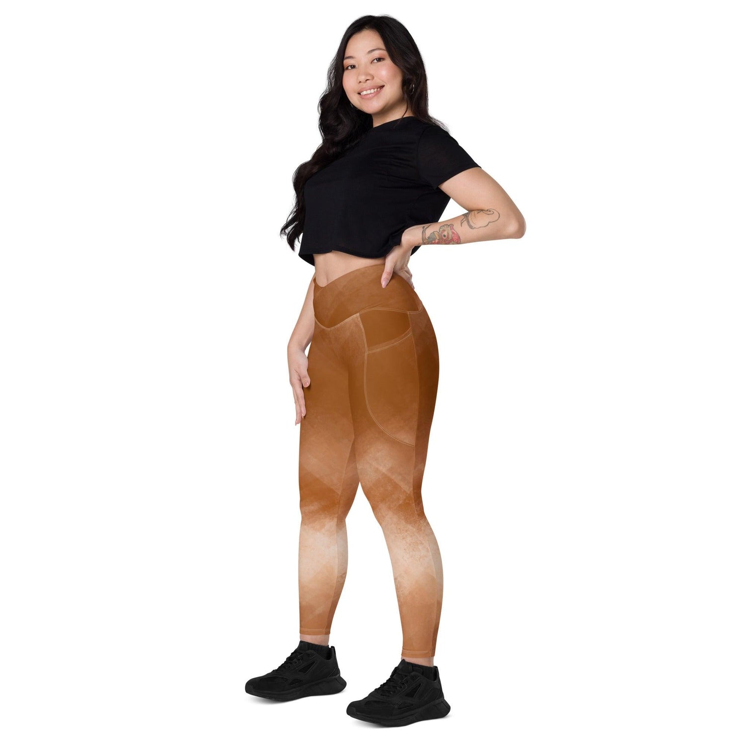 Leggings Crossover mit Taschen | Chai Latte | Recycelt | Christine Wagner - Active Wear - Christine Wagner Studio