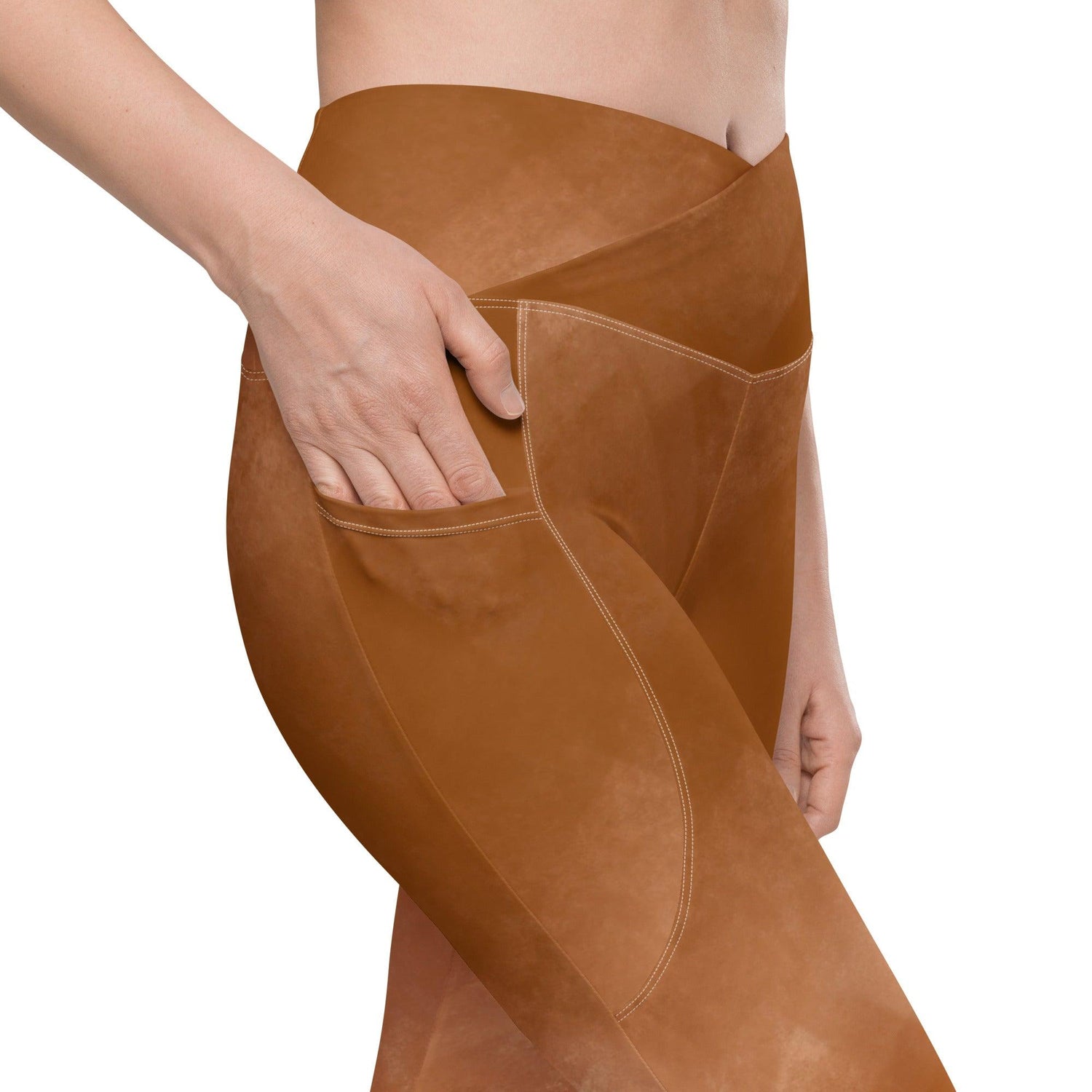 Leggings Crossover mit Taschen | Chai Latte | Recycelt | Christine Wagner - Active Wear - Christine Wagner Studio