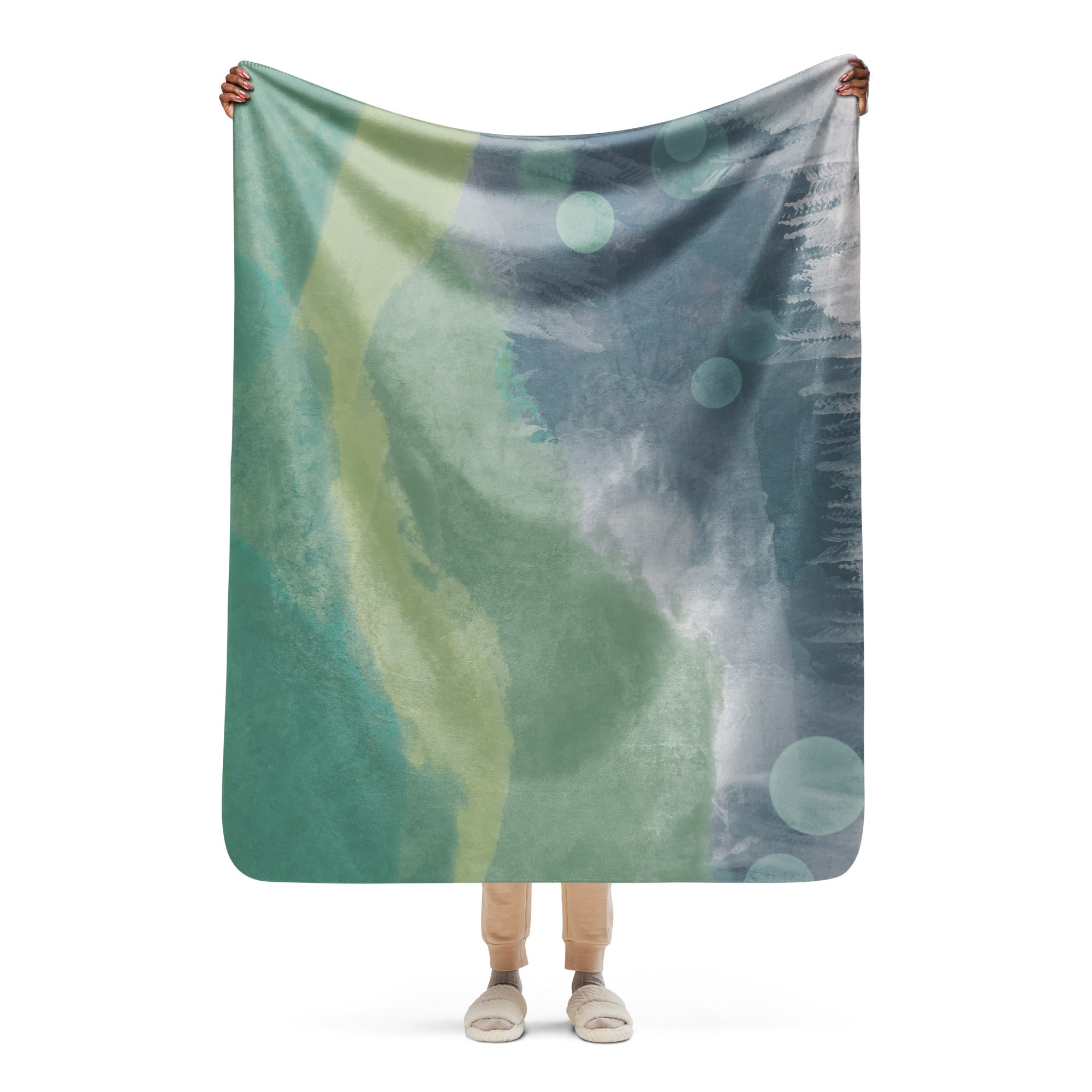 Sherpa Decke mit Kuschelfell | Misty Forest | Christine Wagner - Decke - Christine Wagner Studio