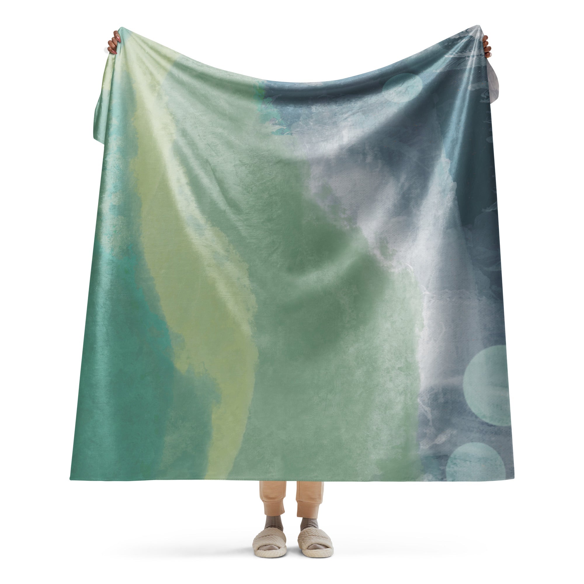 Sherpa Decke mit Kuschelfell | Misty Forest | Christine Wagner - Decke - Christine Wagner Studio