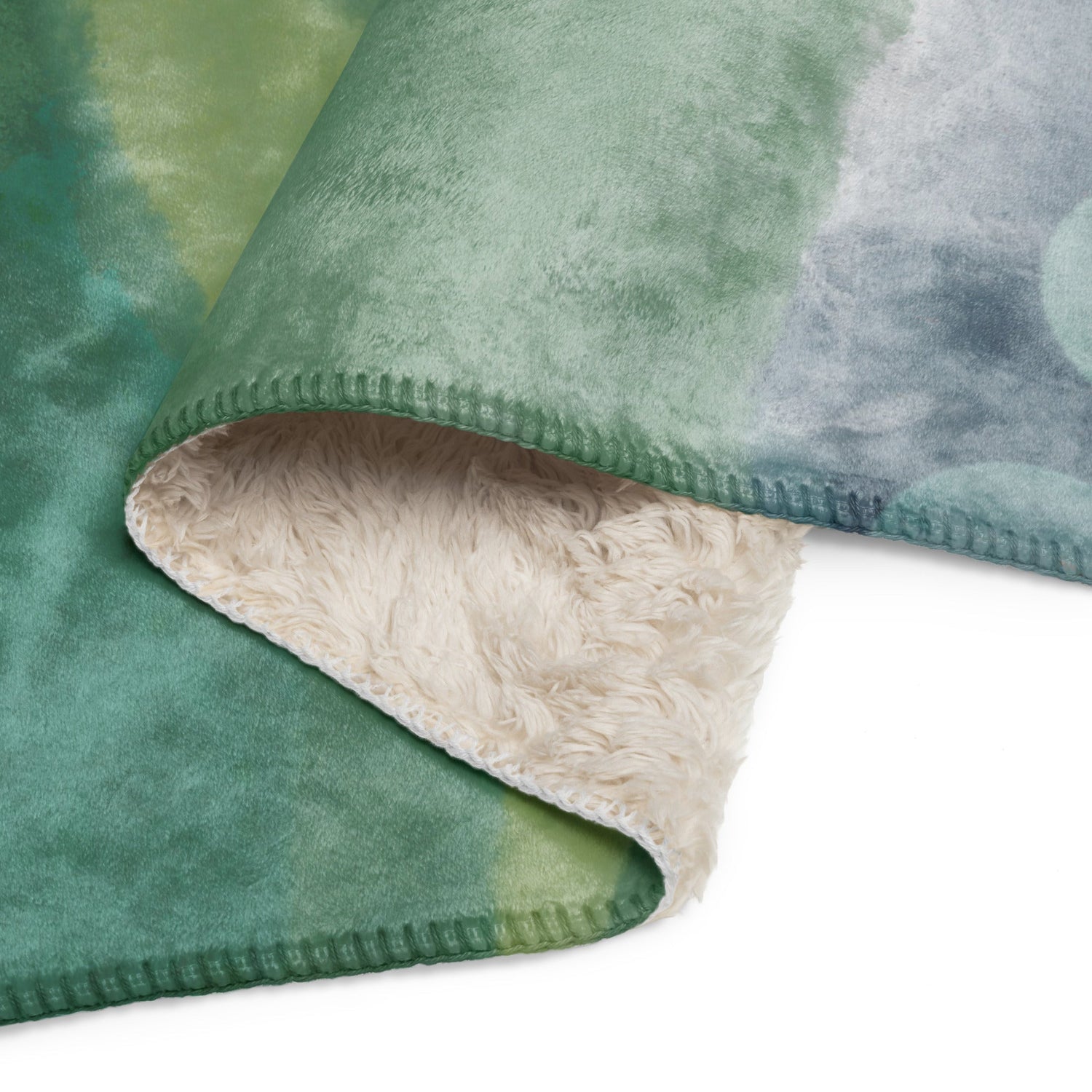 Sherpa Decke mit Kuschelfell | Misty Forest | Christine Wagner - Decke - Christine Wagner Studio