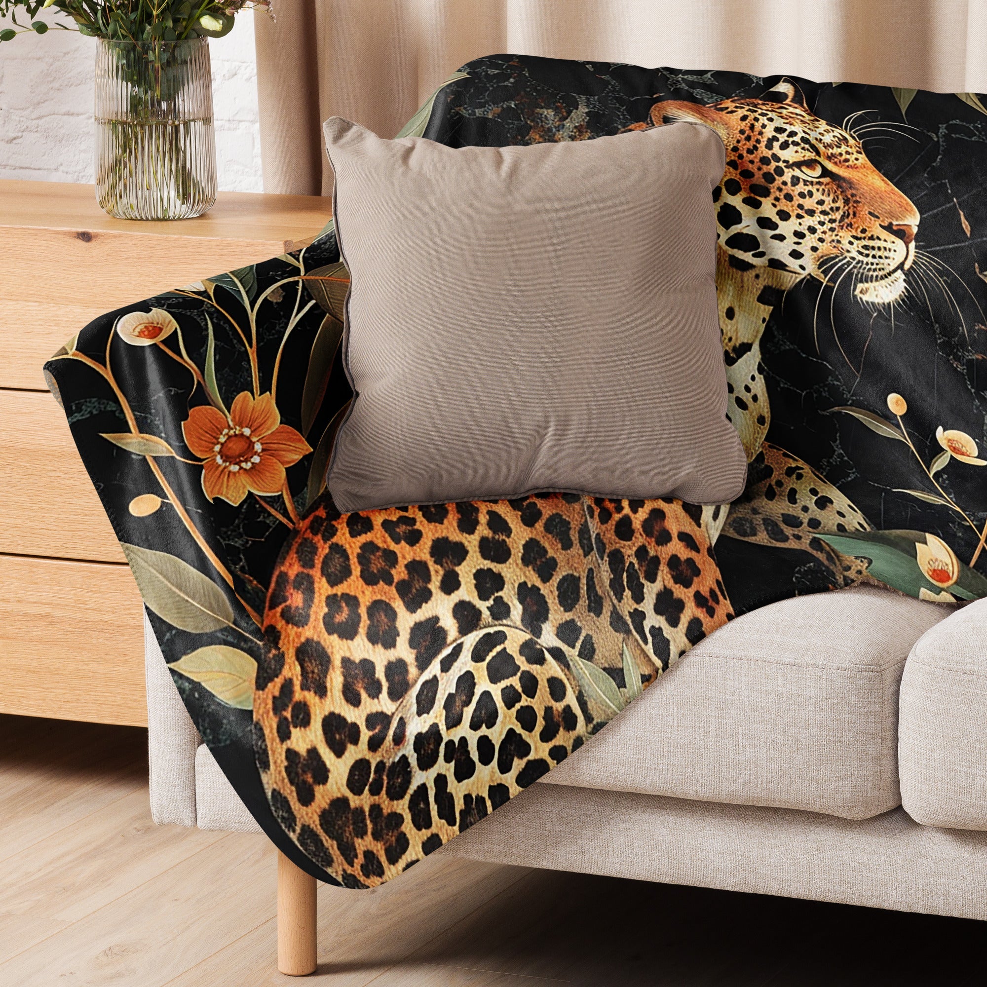 Sherpa Decke mit Kuschelfell | Wild Leopard | Christine Wagner - Christine Wagner Studio