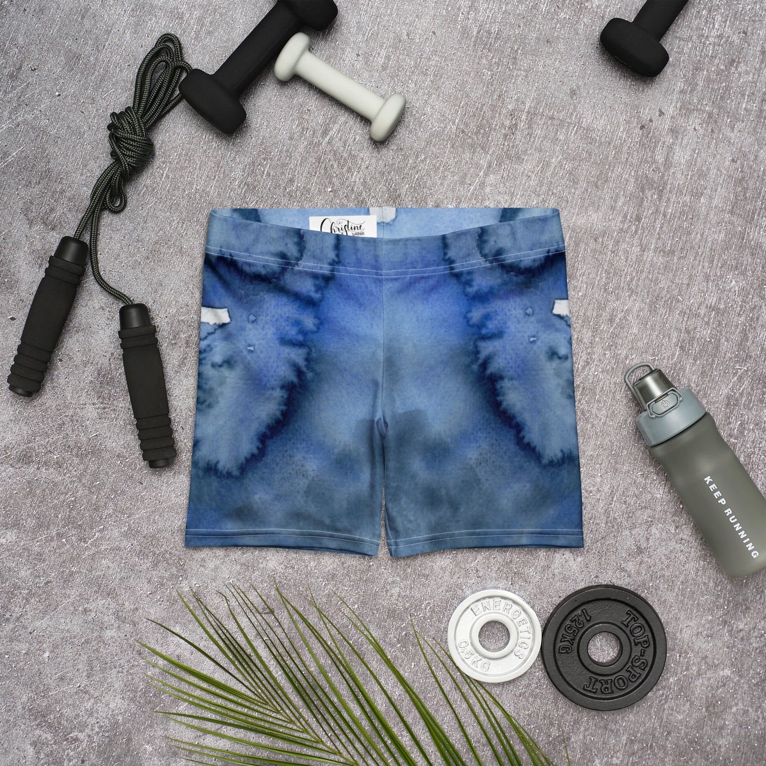 Shorts Mid - Waist | Deeper Into the Blue - Active Wear - Christine Wagner Studio