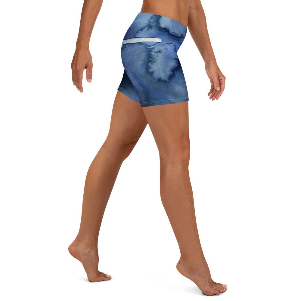 Shorts Mid - Waist | Deeper Into the Blue - Active Wear - Christine Wagner Studio