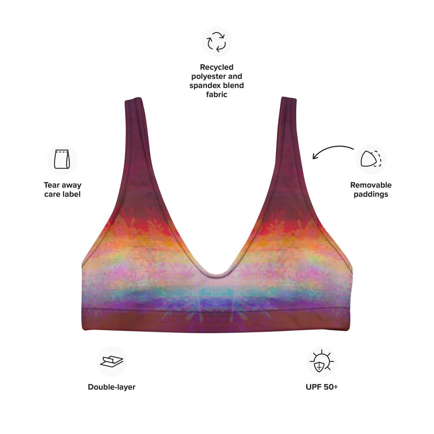 Sporty Bikini - Top | Aurora Bloom – Recycelt | Christine Wagner - Bikini - Christine Wagner Studio