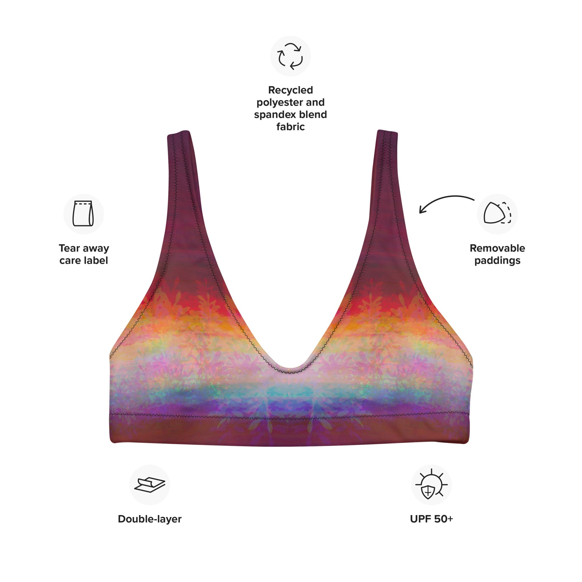 Sporty Bikini - Top | Aurora Bloom – Recycelt | Christine Wagner - Bikini - Christine Wagner Studio