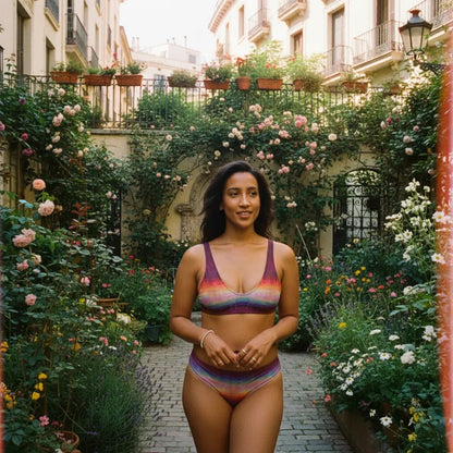 Sporty Bikini - Top | Aurora Bloom – Recycelt | Christine Wagner - Bikini - Christine Wagner Studio