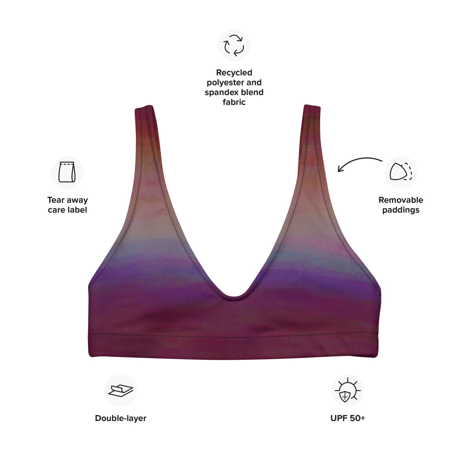 Sporty Bikini - Top | Aurora Night – Recycelt | Christine Wagner - Bikini - Christine Wagner Studio