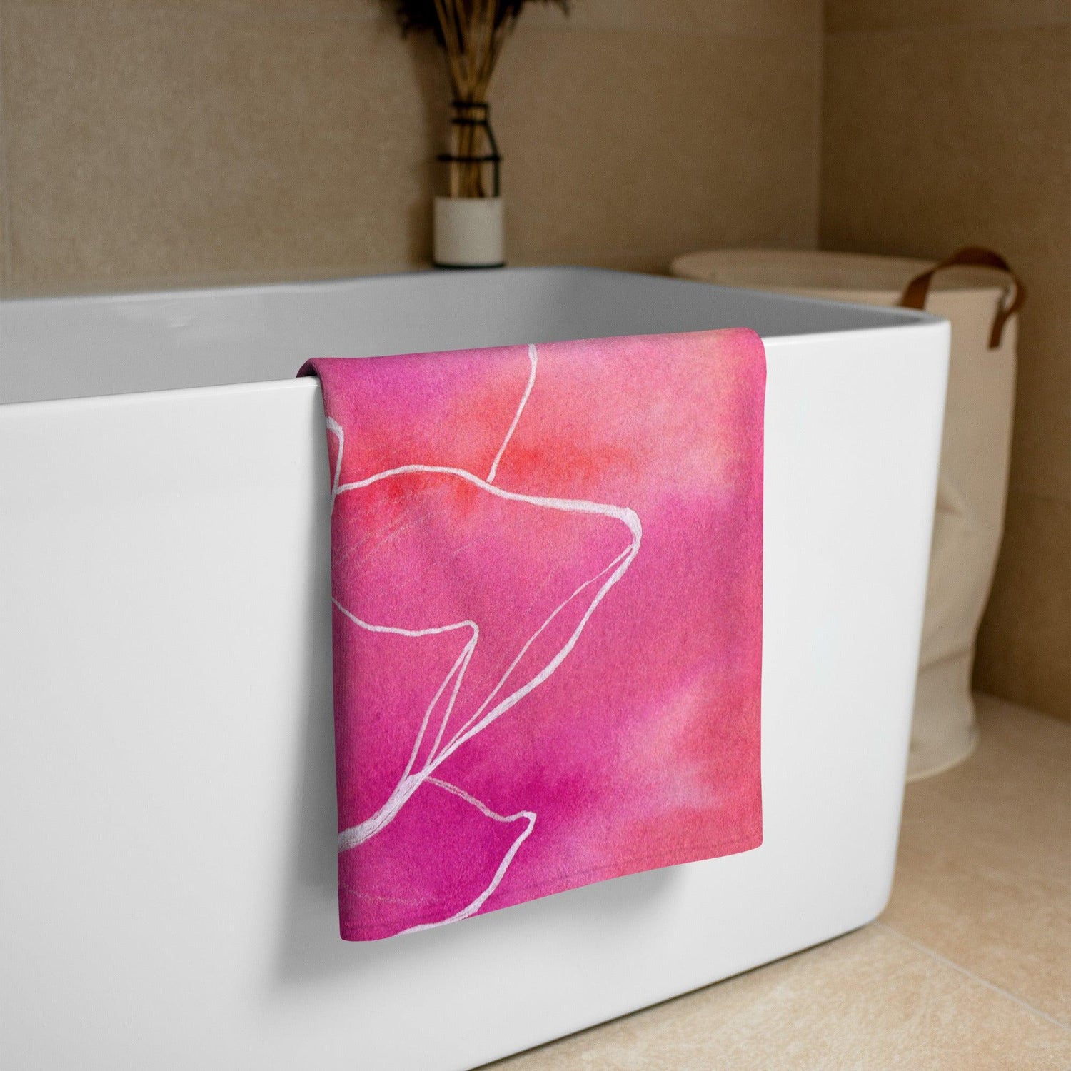 Strandhandtuch | Pink Lotus | Christine Wagner - Strandhandtuch - Christine Wagner Studio