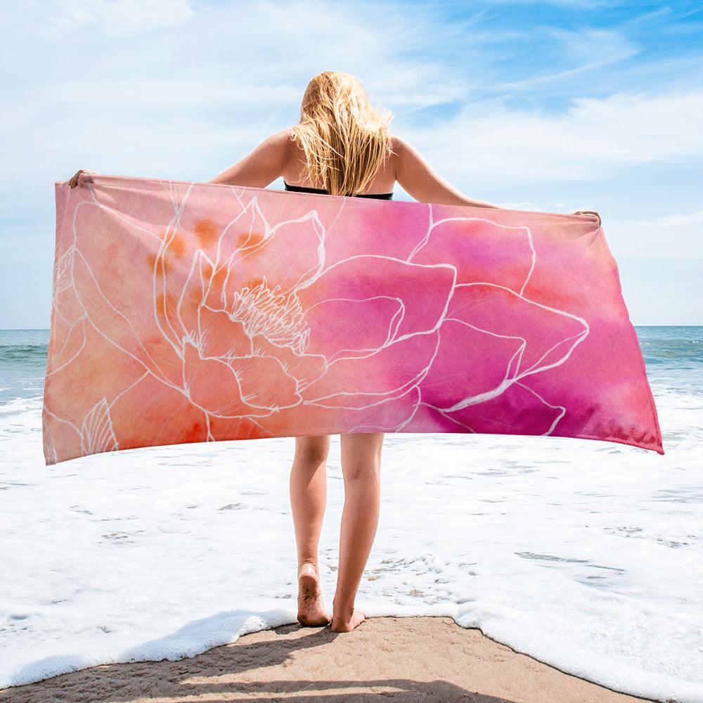 Strandhandtuch | Pink Lotus | Christine Wagner - Strandhandtuch - Christine Wagner Studio